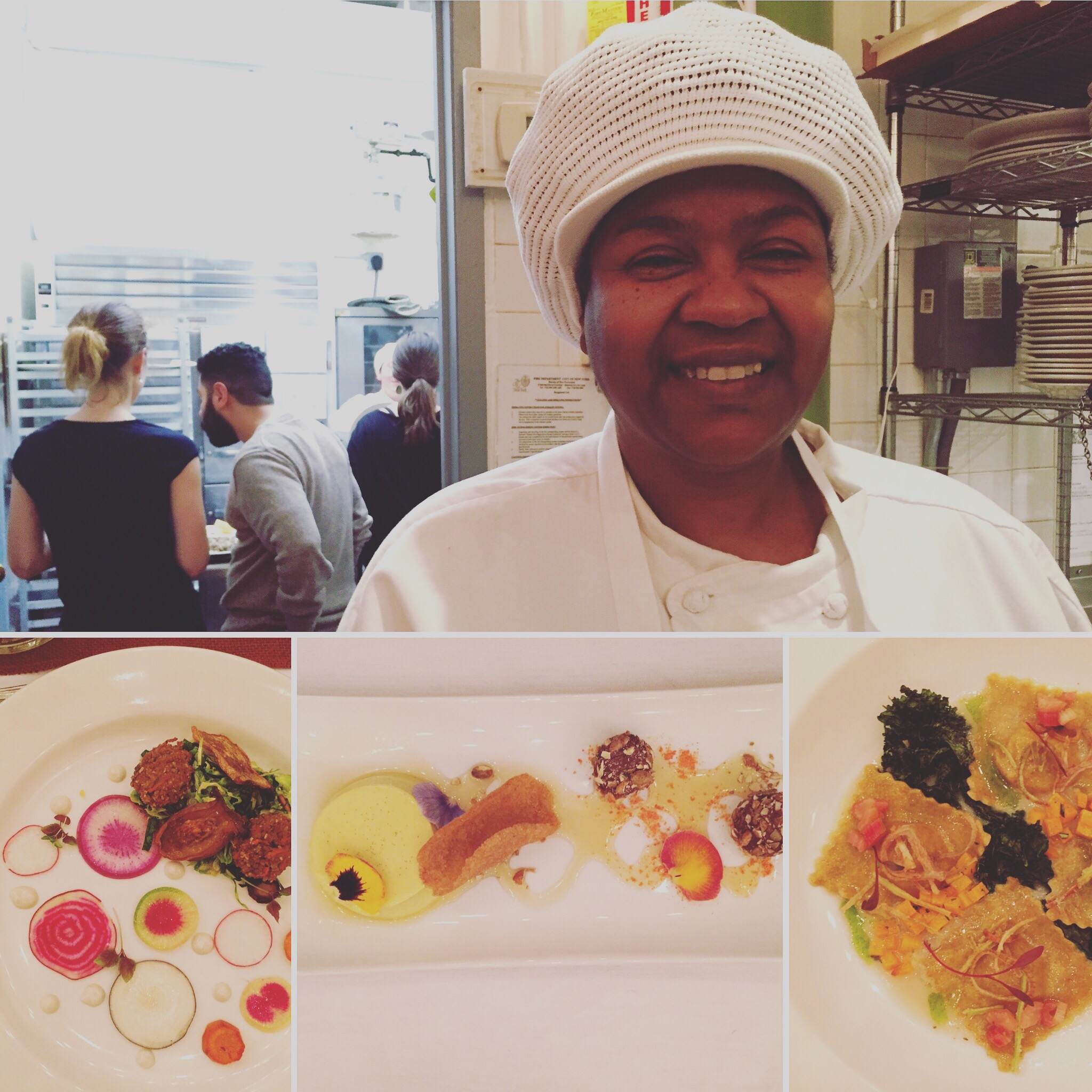 Serena Spruill, cooking for her graduation dinner at the Natural Gourmet Cooking School, NYC