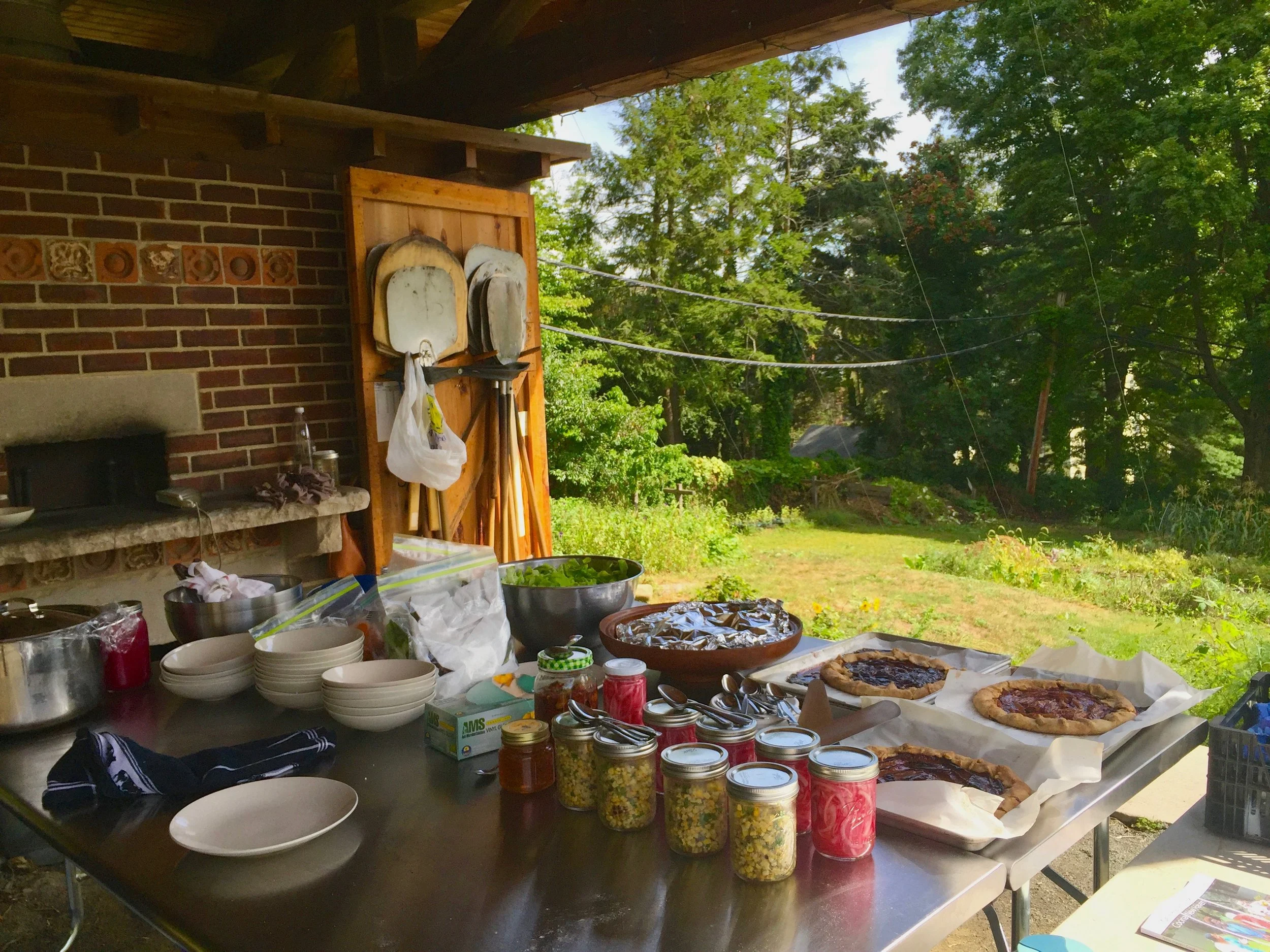 The outdoor kitchen at the Yale Farm. This picture is from a special meal I cooked for Columbian Chef Jorge Rauch in the fall of 2016 . 