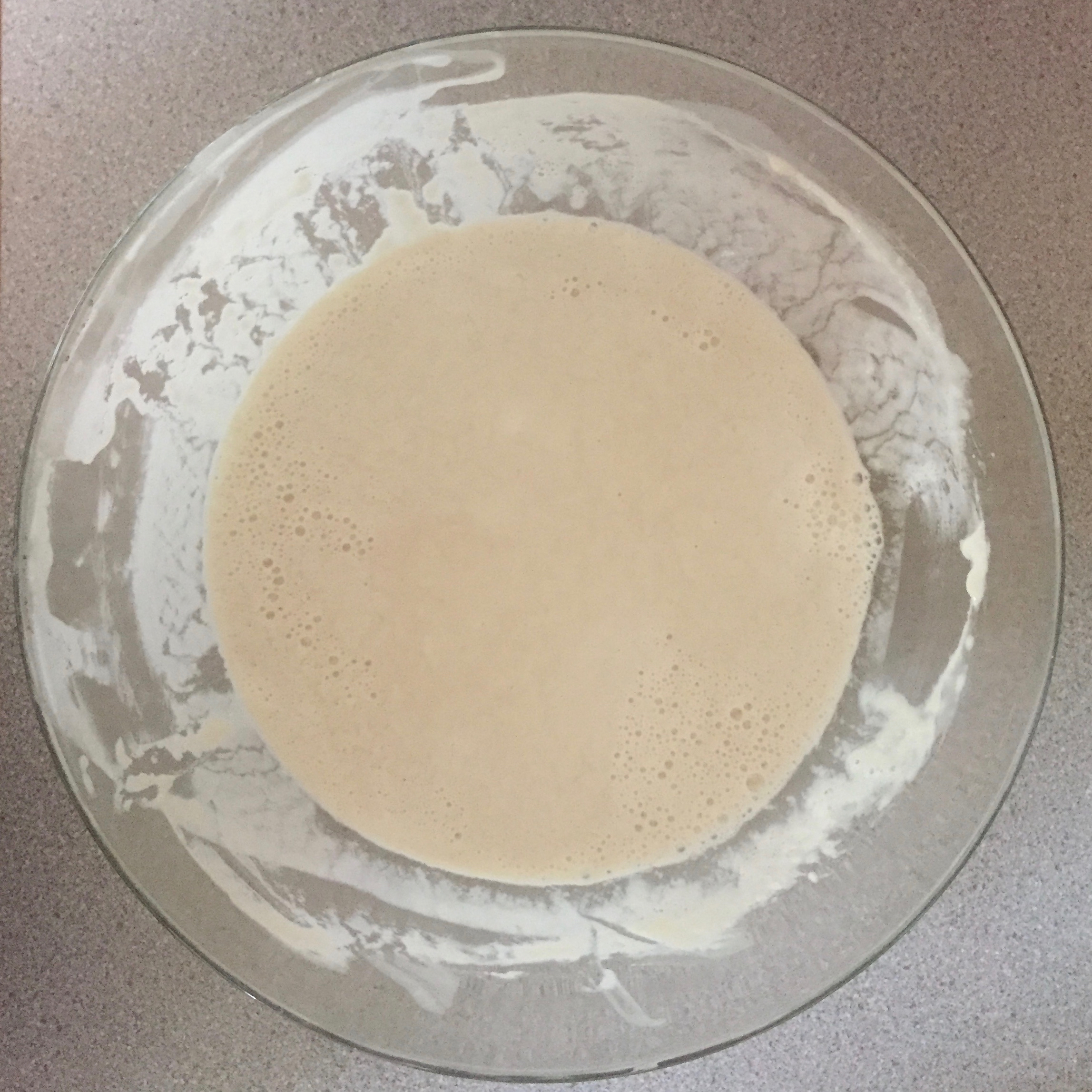 Sourdough waffle batter, fermenting overnight