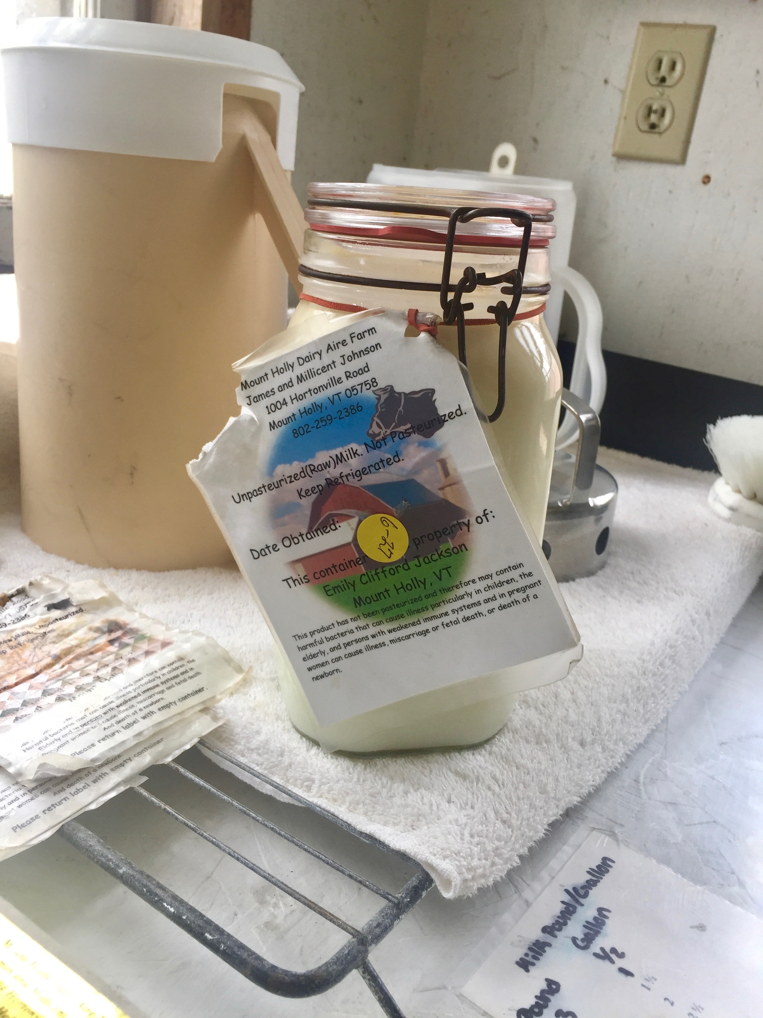 Fresh raw milk from Mt Holly Dairy Aire Farm