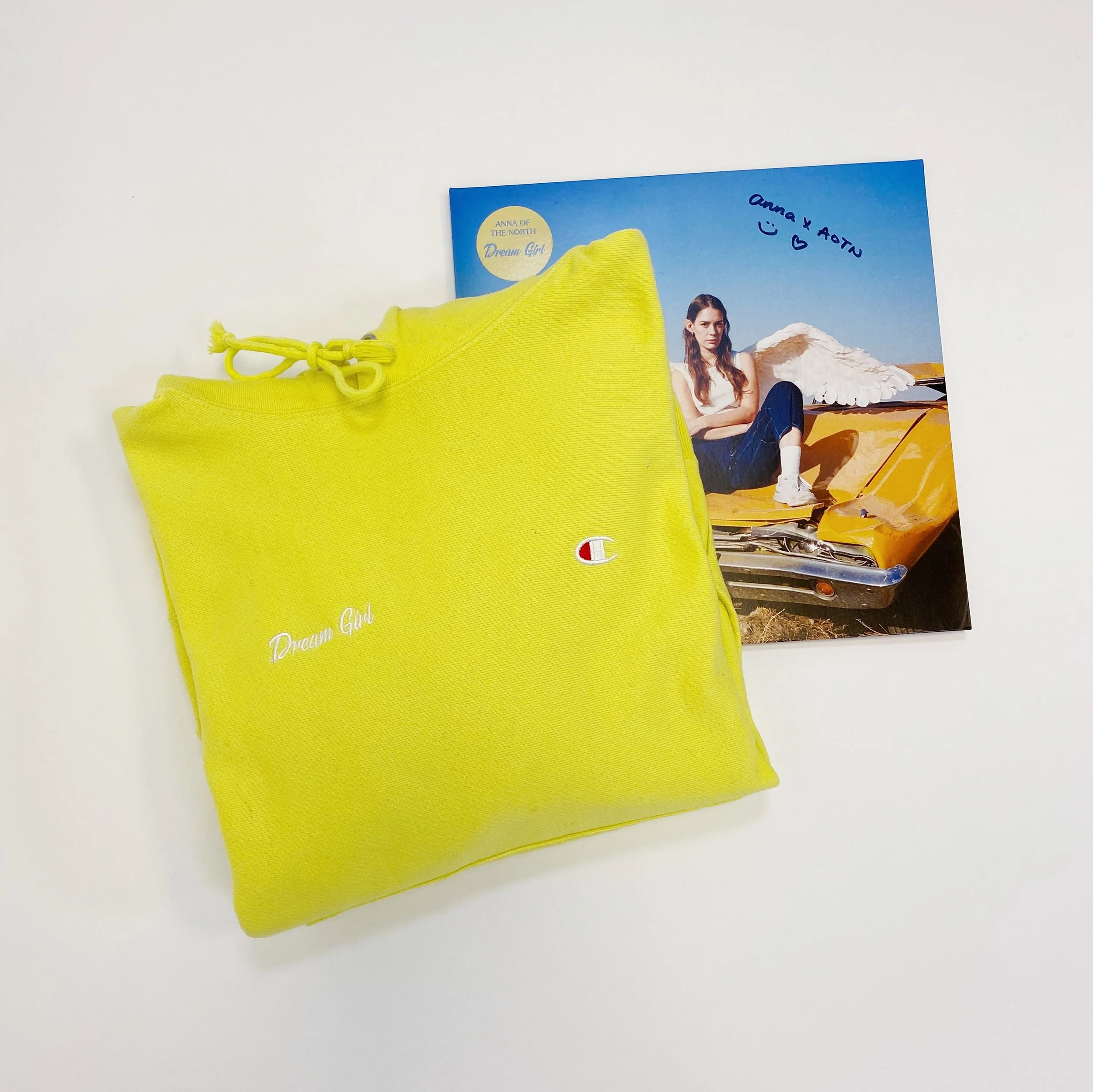 Yellow Champion Hoodie + Signed Vinyl