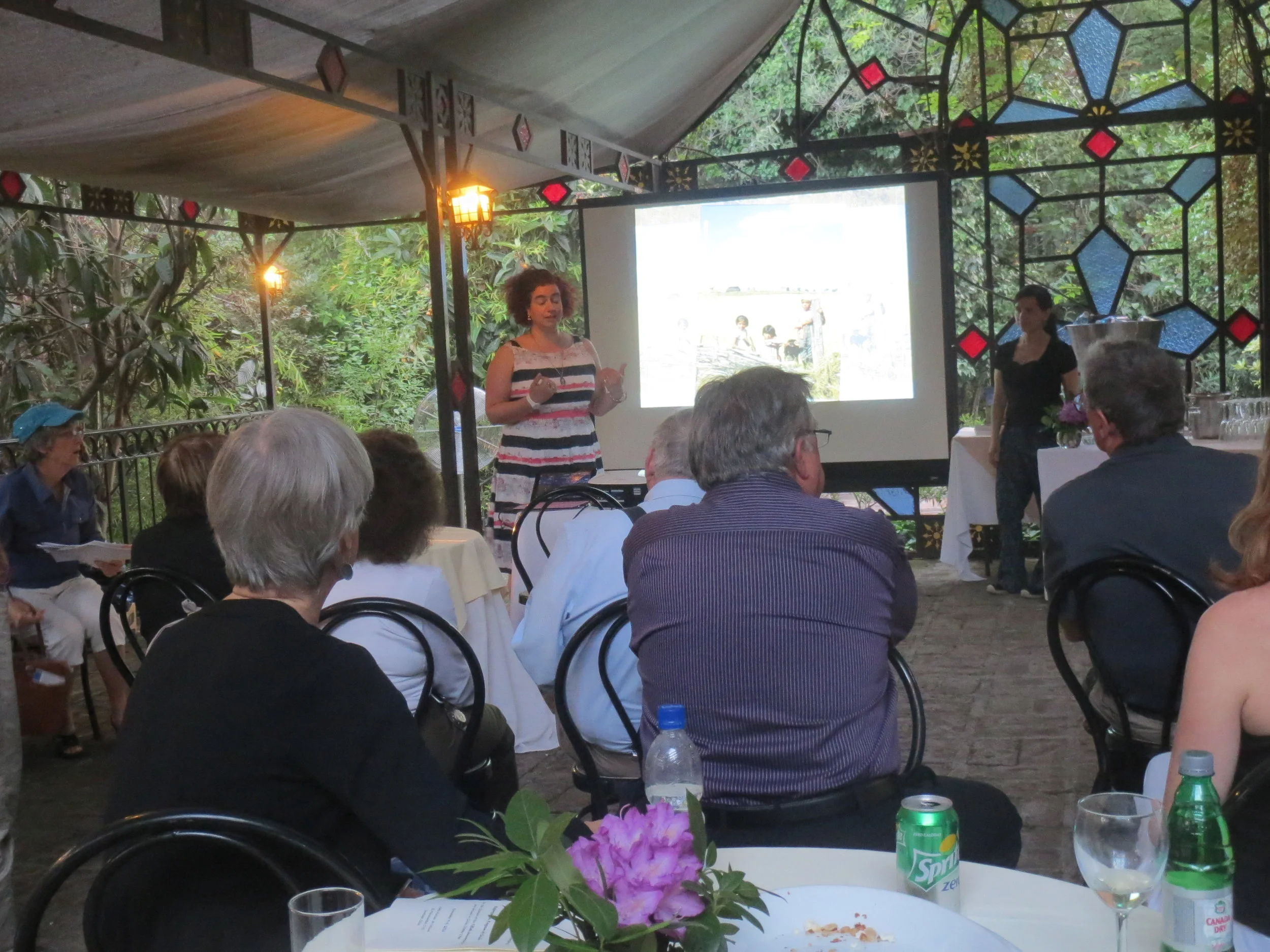 Chile - Santiago: Hotel Acacias de Viticura, Peace Corps Chile Group 23 Reunion; cocktail party book release presentation by authors Paula  Andrea Parada Garcia and Carla Espinoza Lopez .  