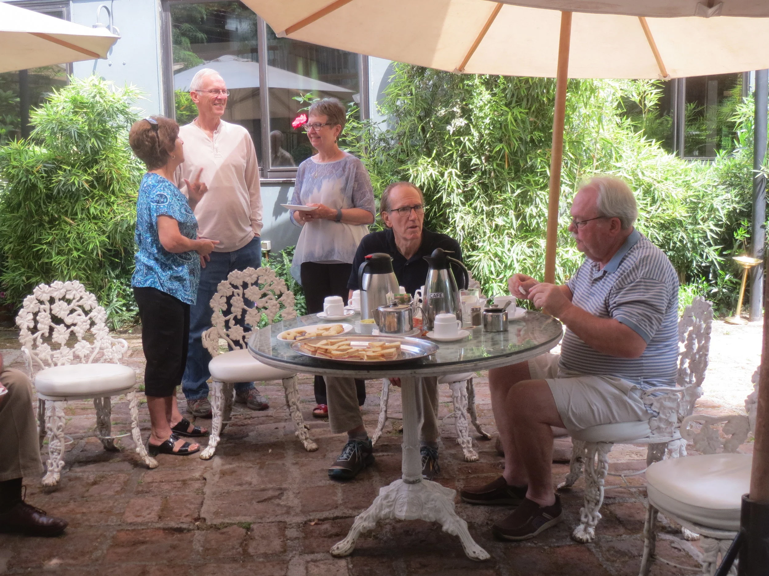 Peace Corps Chile Group 23 Reunion; brunch; Ema Overson, Carl and Pat McCrary, Donald Cunningham and Lanny Overson