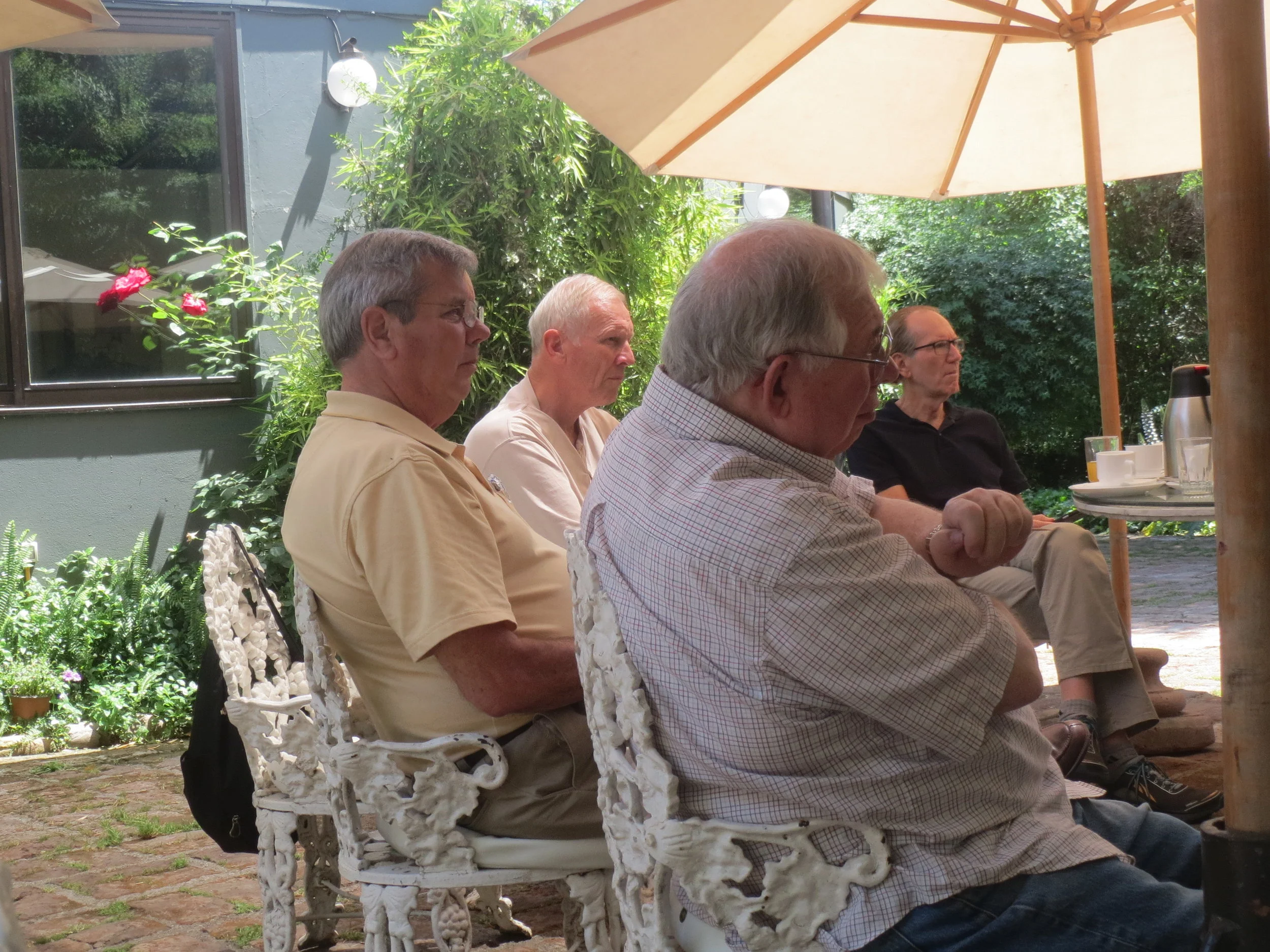 Peace Corps Chile Group 23 Reunion; brunch; Roger King, Carl McCrary, Steve Wilhelmi, Donald Cunningham