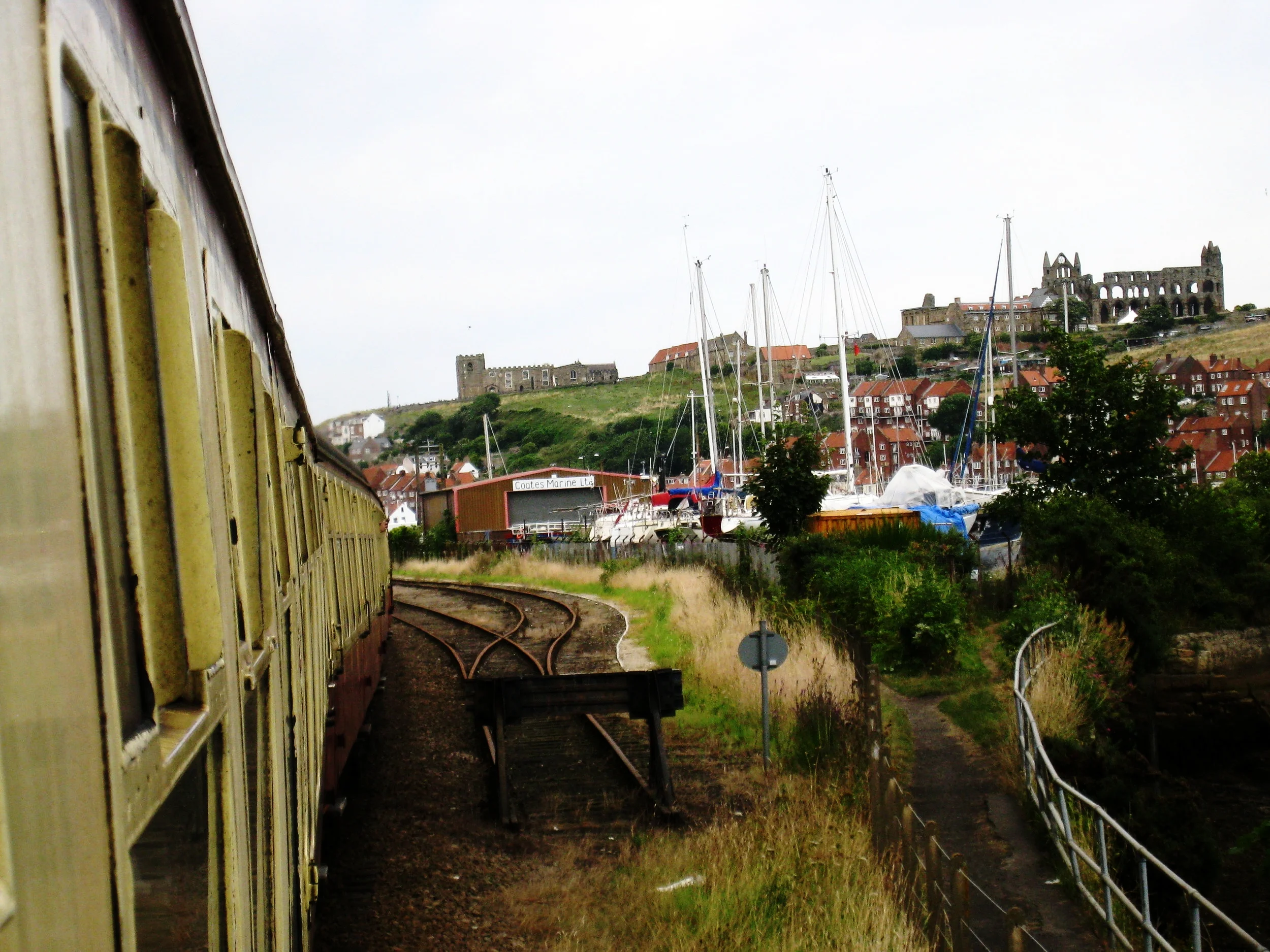  North Yorkshire Moors Railway--The Eric Treacy Locomotive--Whitby Station with the Abbey 