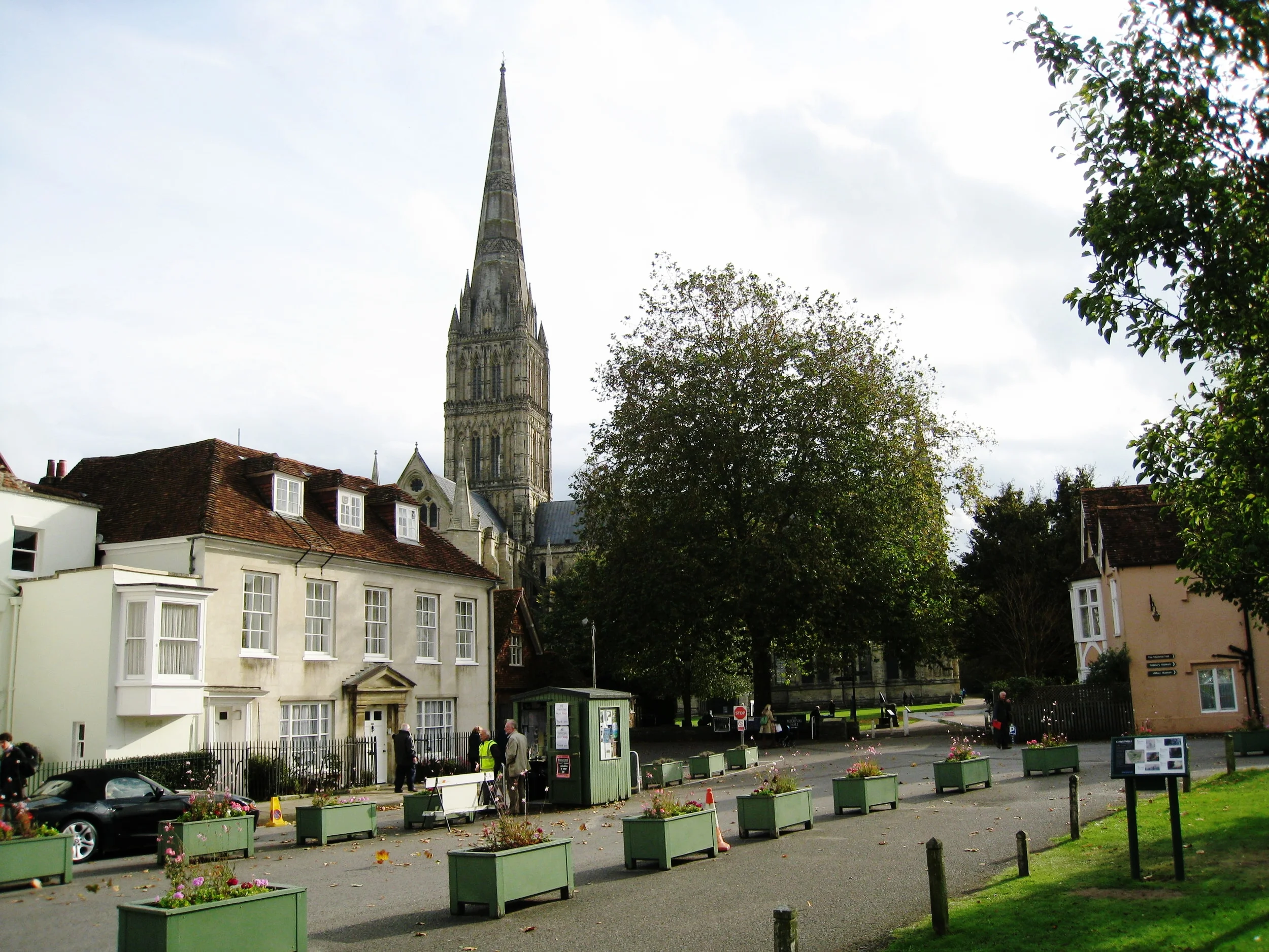  Salisbury--The end of High Street with the Cathedral spire 