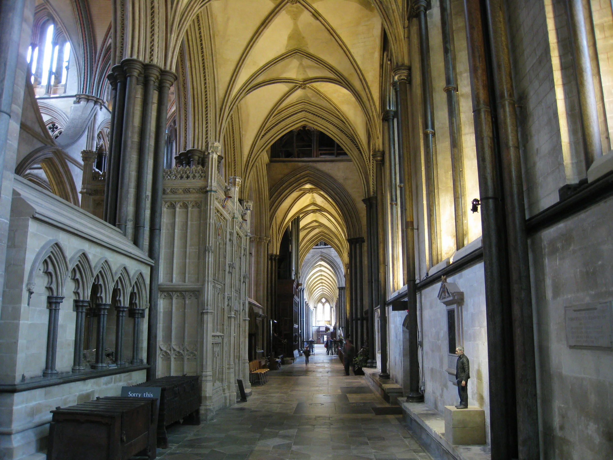  Salisbury--Inside the Cathedral, the side area looking towards back 
