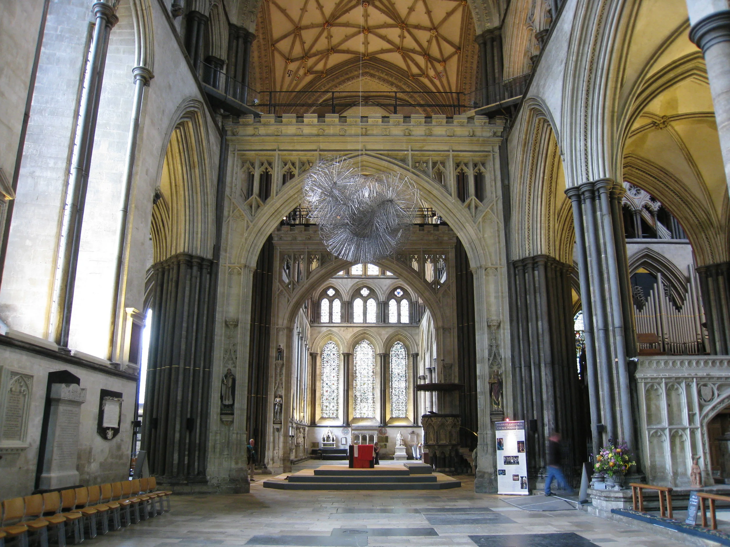  Salisbury--Inside the Cathedral, looking across the transcept 