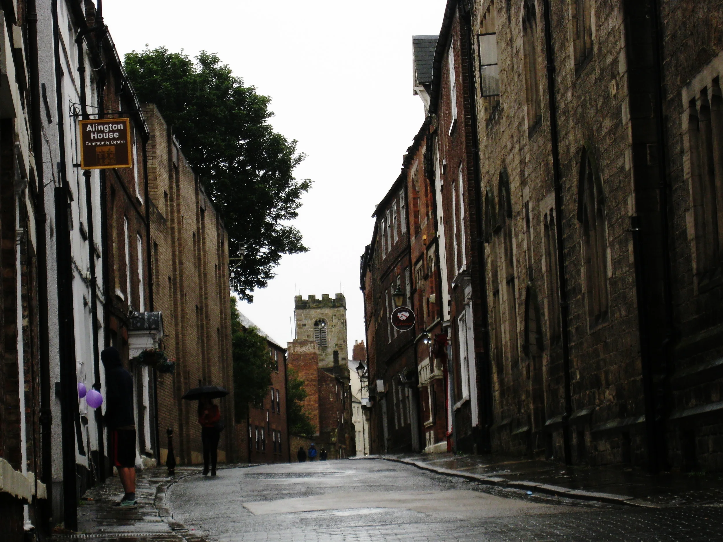  Durham--Street Scene--Cathedral in back 