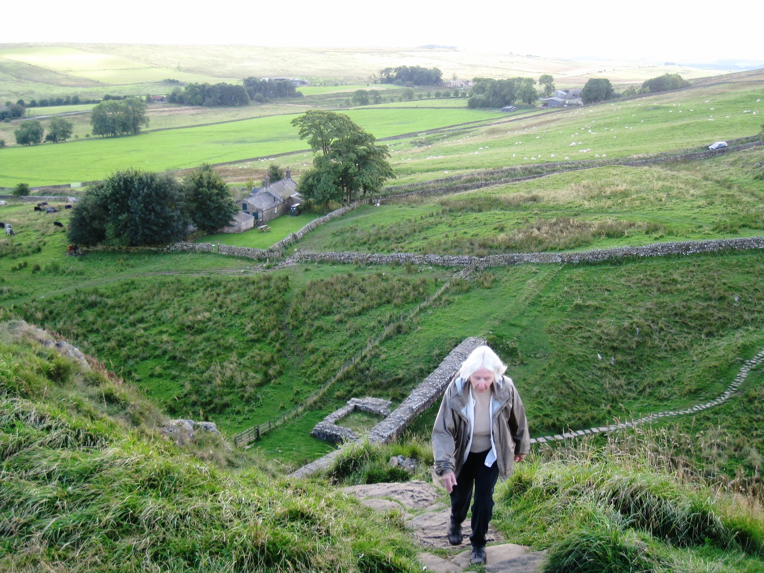  Hadrian's Wall--At the Steel Rig--Carrol climbing up the steep bluff 