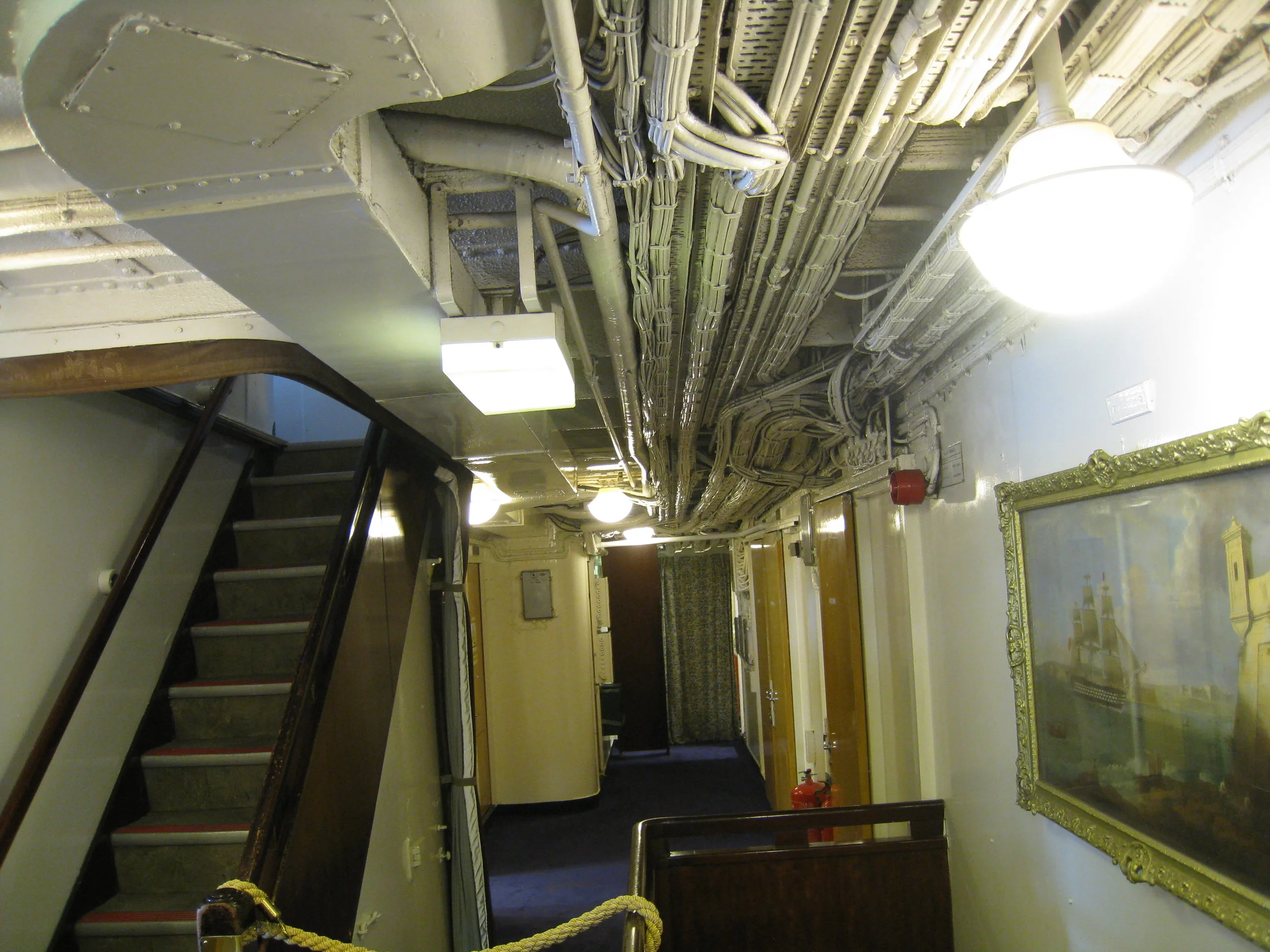  Leith--The Royal Yacht Britannia--Cabling and passageway 