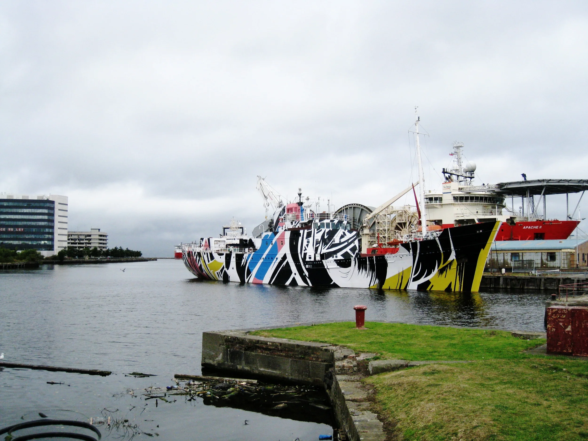  Leith--Waterfront and harbor--delightfully painted ship 
