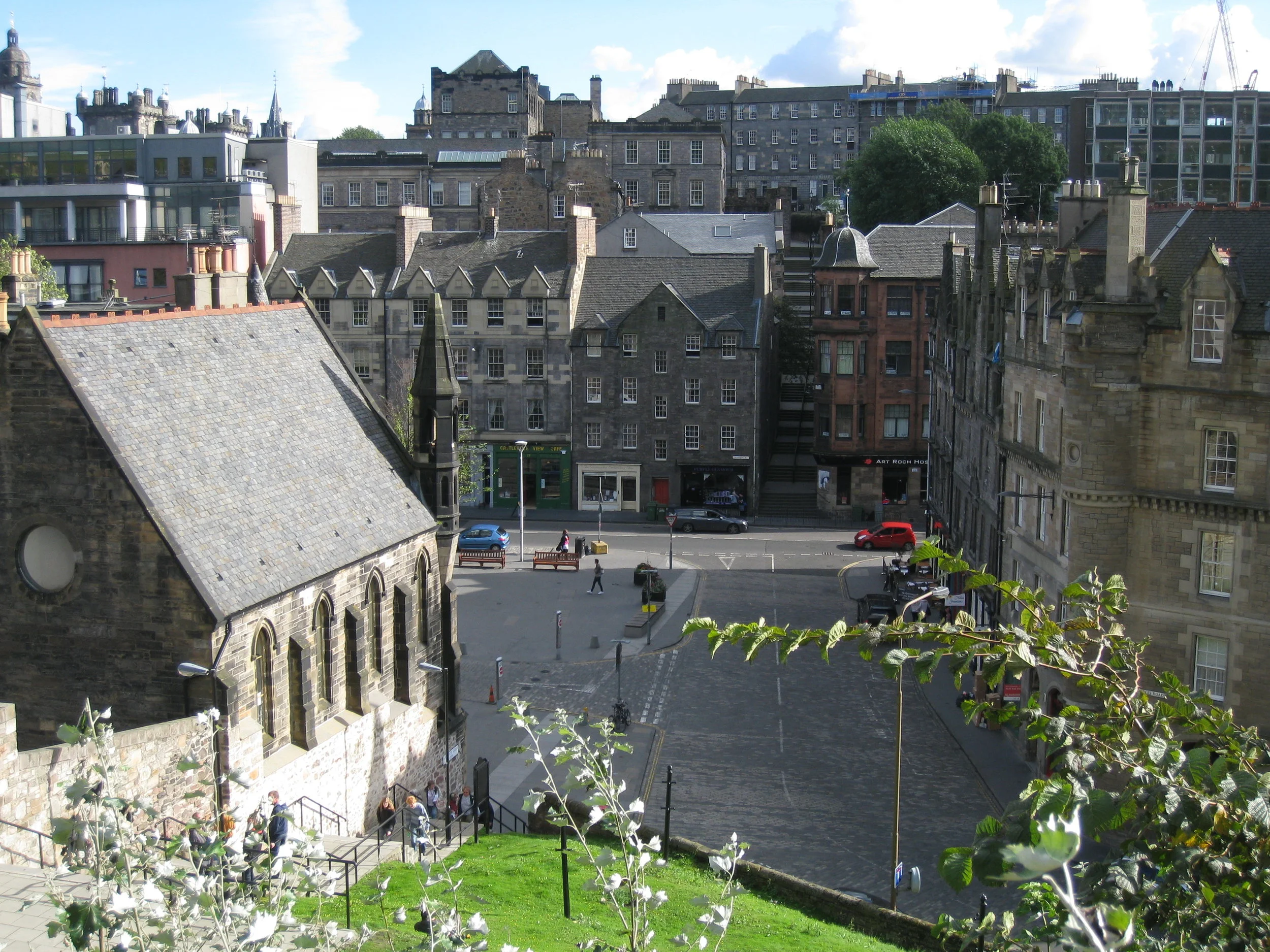  Edinburgh--From the Castle to the front of our apartment in Grassmarket 