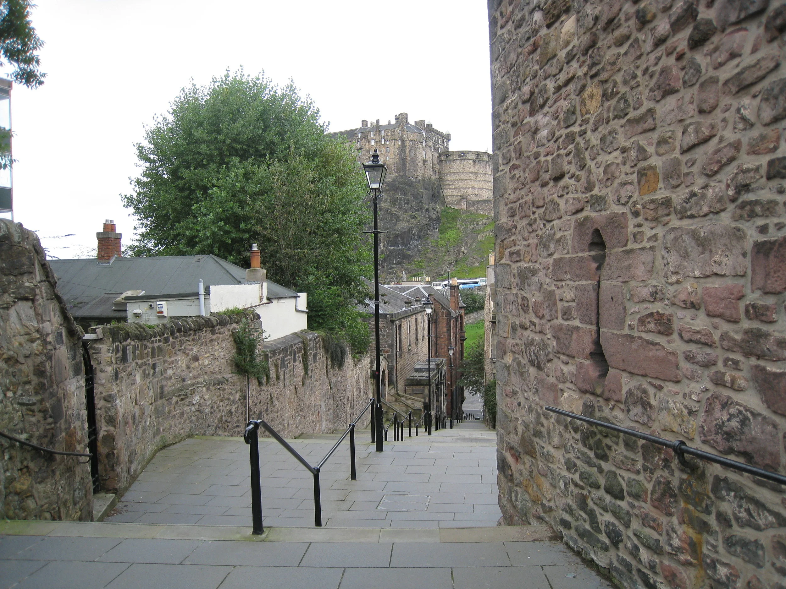  Edinburgh--Old wall near apartment looking towards Castle 