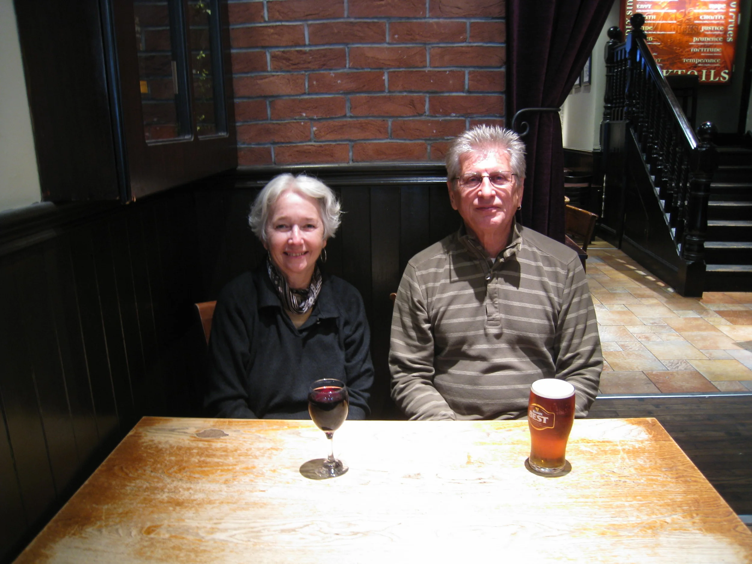  Edinburgh--In Maggie Dickson's pub in Grassmarket--Karl and Carrol Kindel 