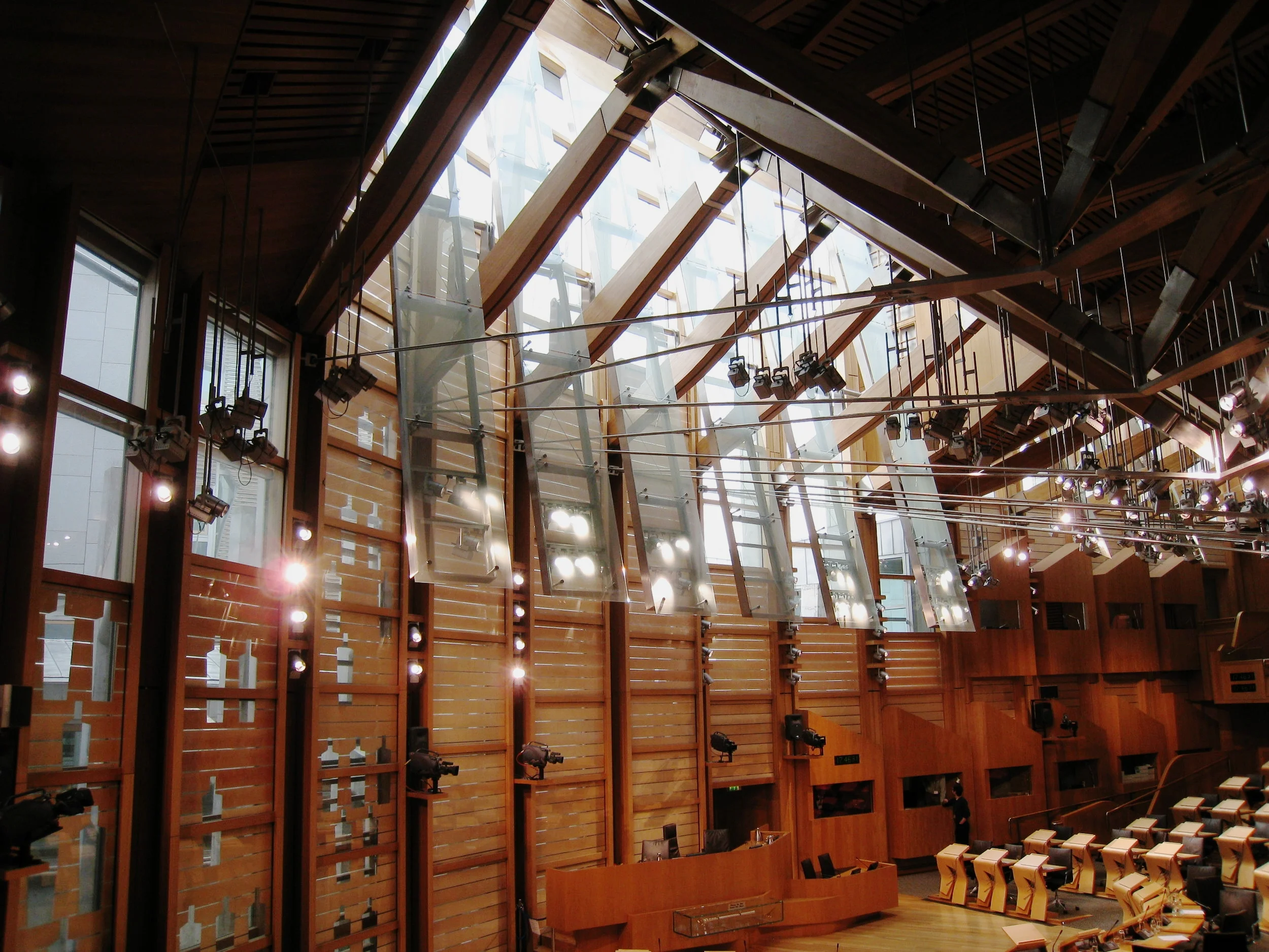  Edinburgh--Scottish Parliment Building--Debating Hall--Front wall 