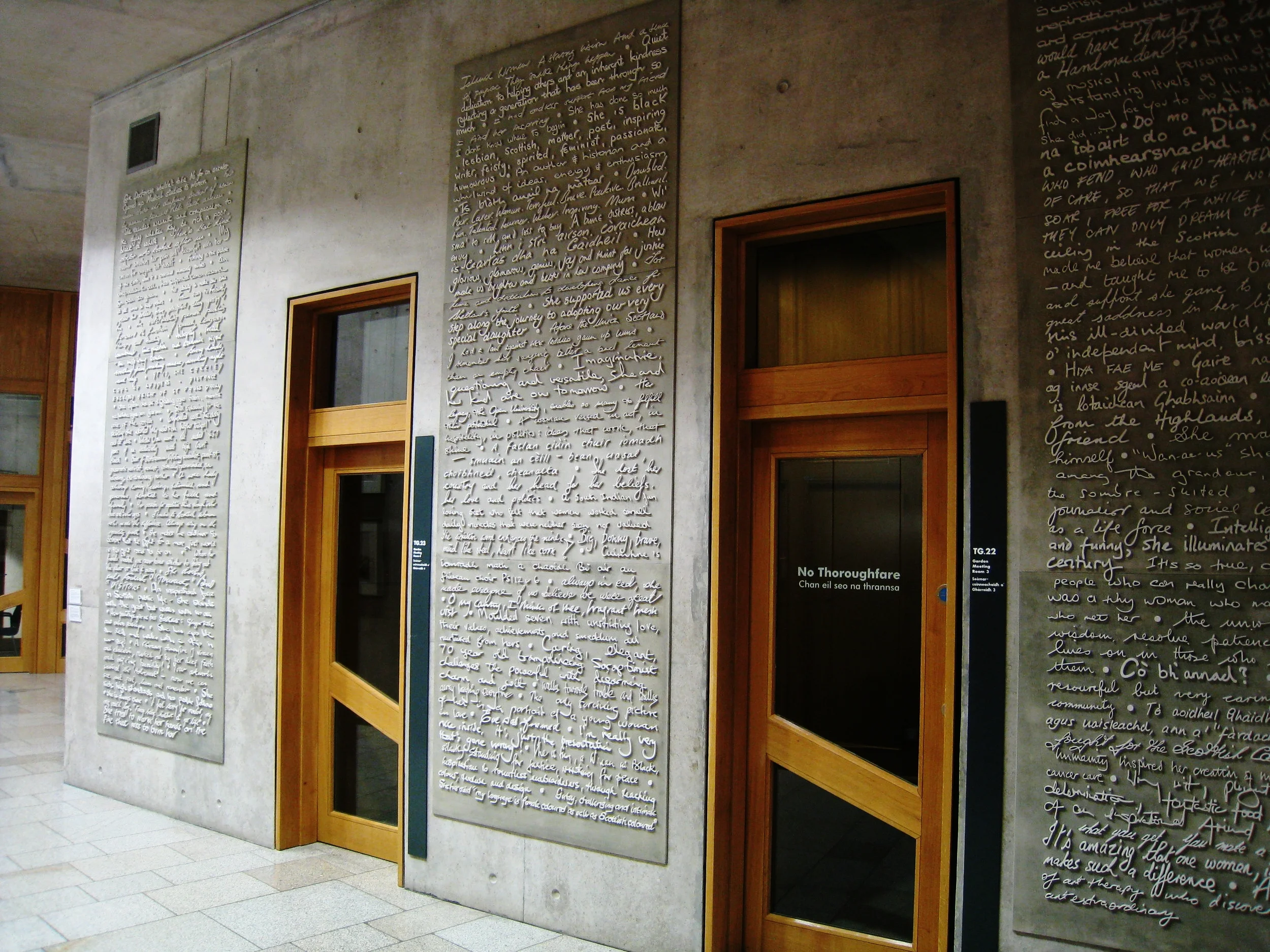  Edinburgh--Scottish Parliment Building--Interior with writings 