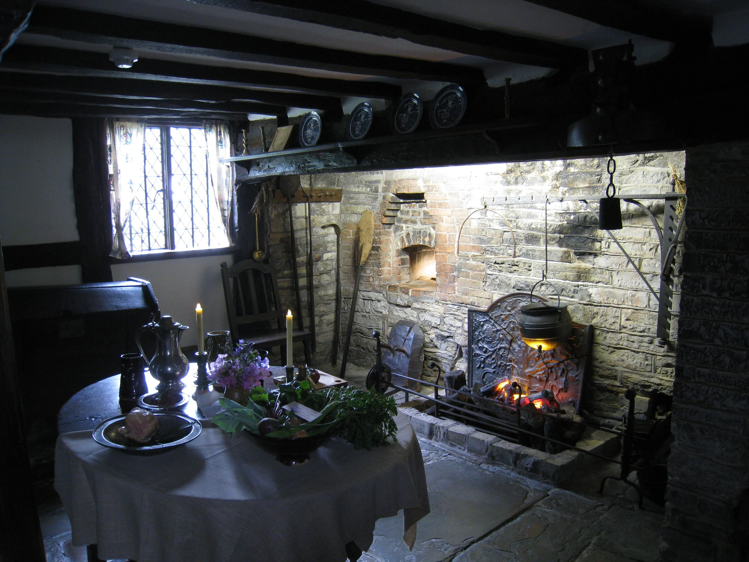  Stratford-upon-Avon--Anne Hathaway's House--Other original room with added fireplace 