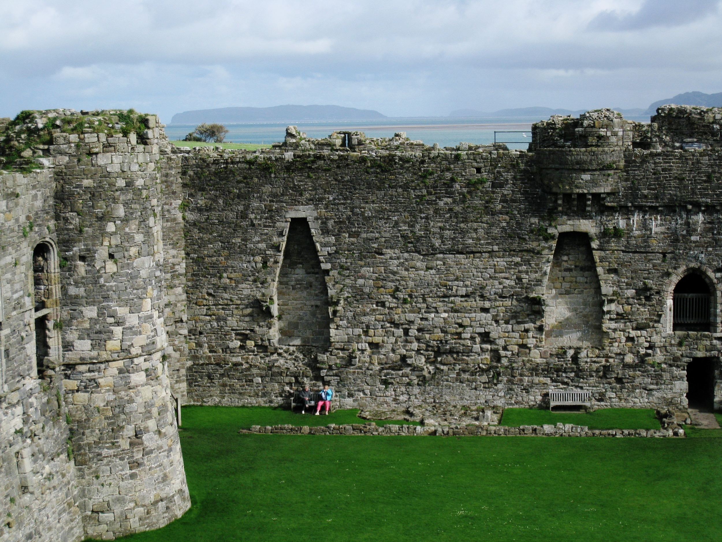  Wales--Beaumaris--Castle inner ward with the Orme promontory in the distance 