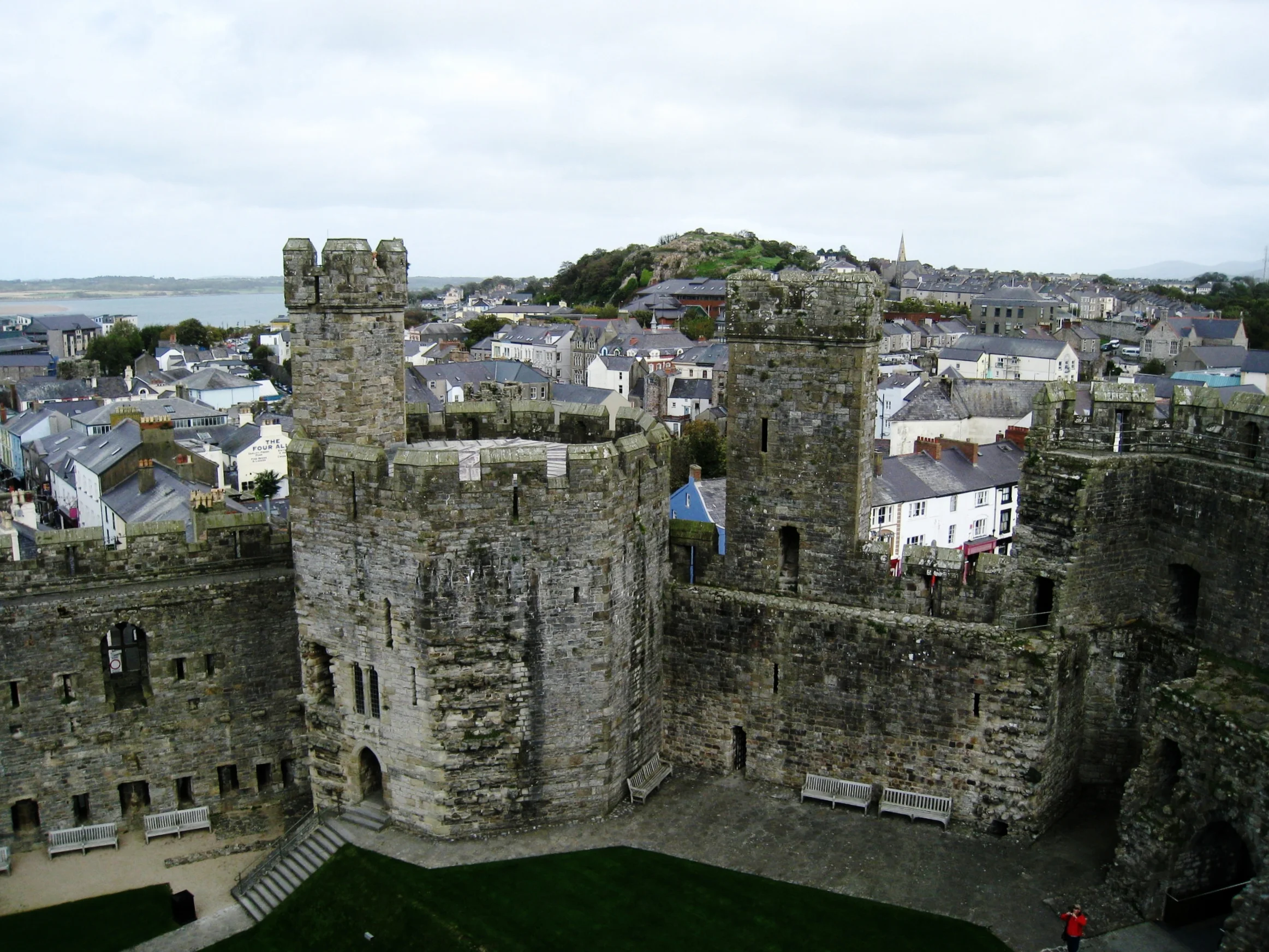  Caernarvon--Castle interior with town 