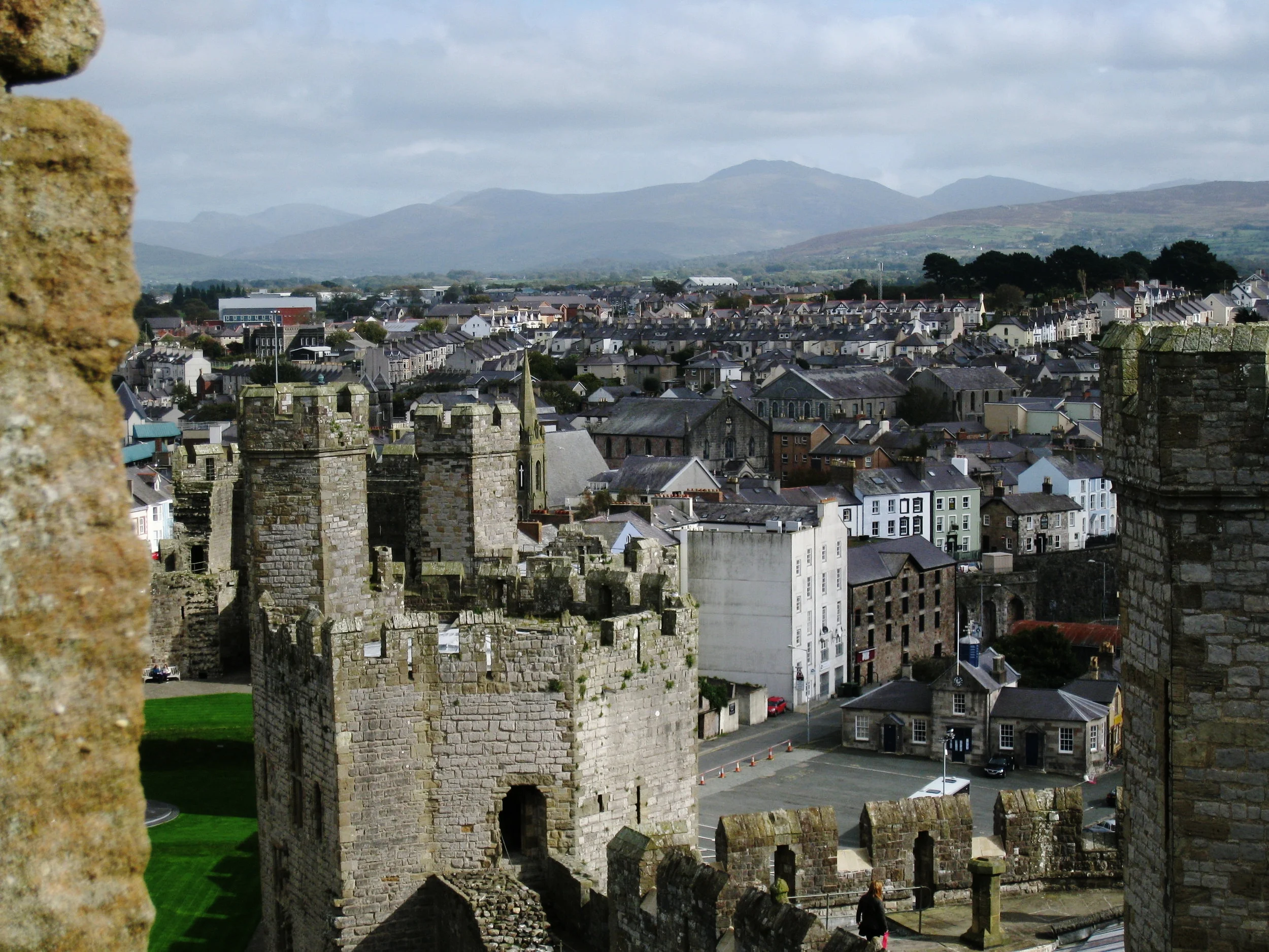  Caernarvon--Castle looking at town square from Eagle Tower 