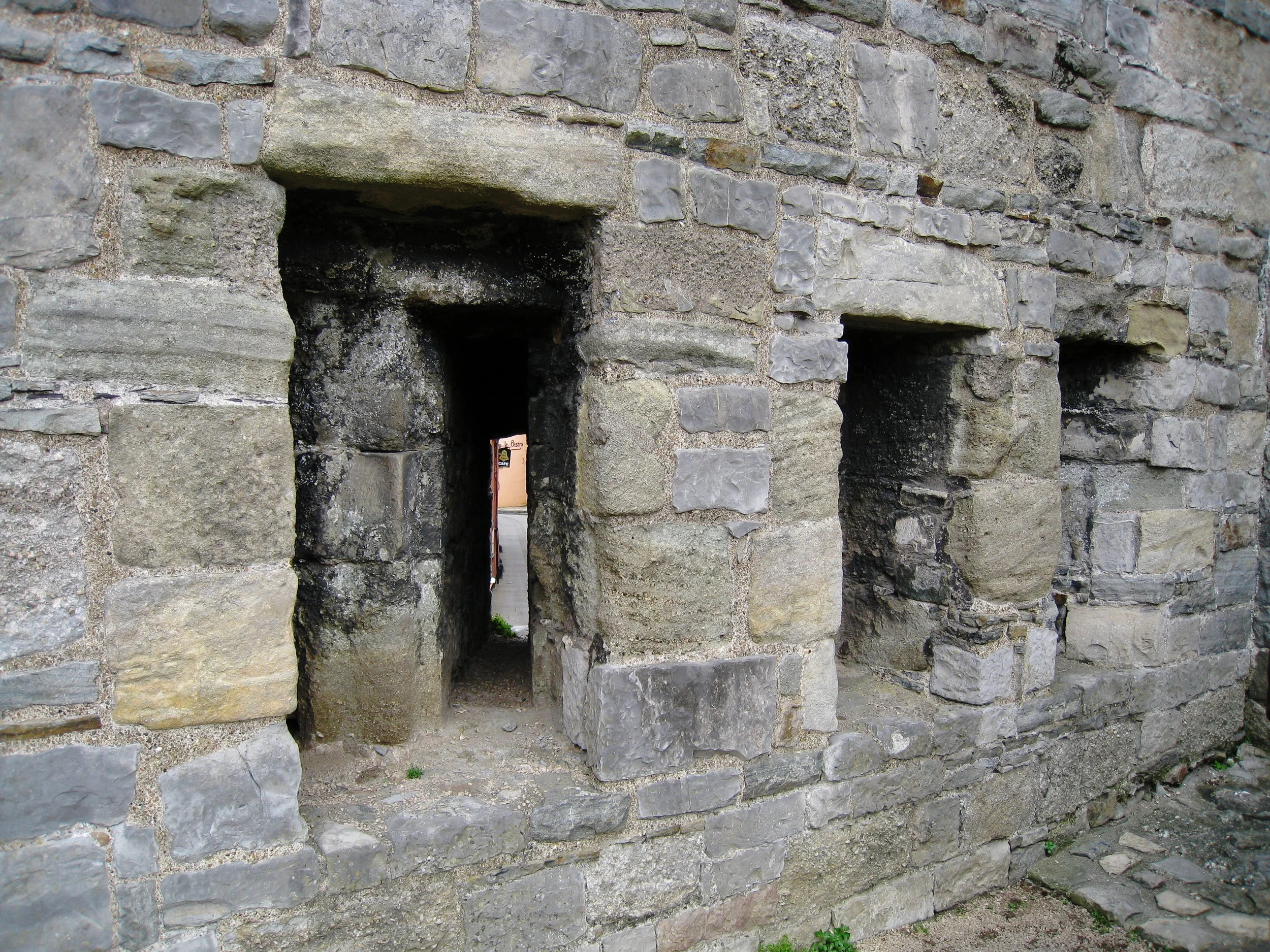  Caernarvon--Castle interior--arrow slits (showing three in one) 