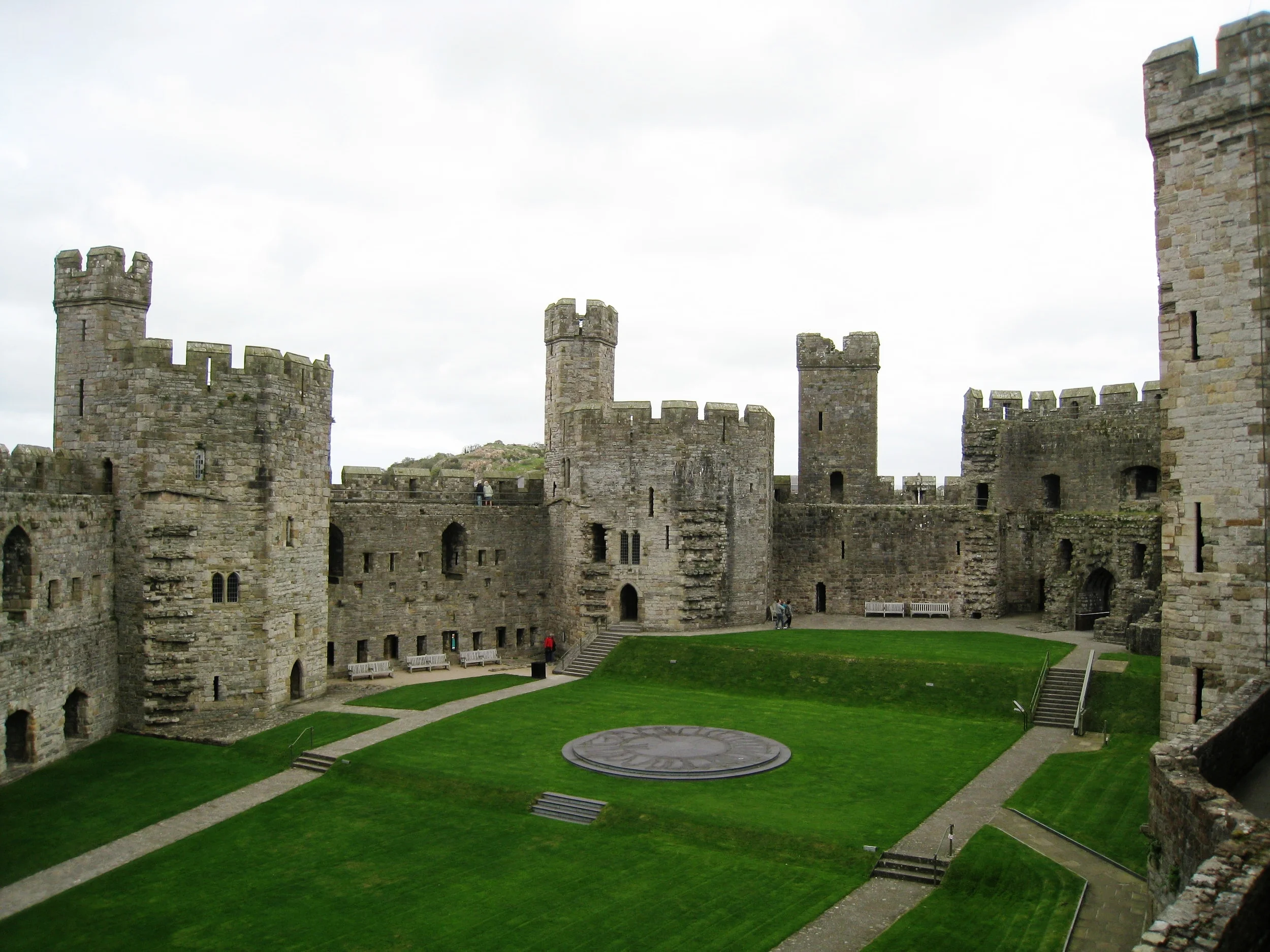  Caernarvon--Castle interior showing spot where Prince Charles was invested at Prince of Wales 