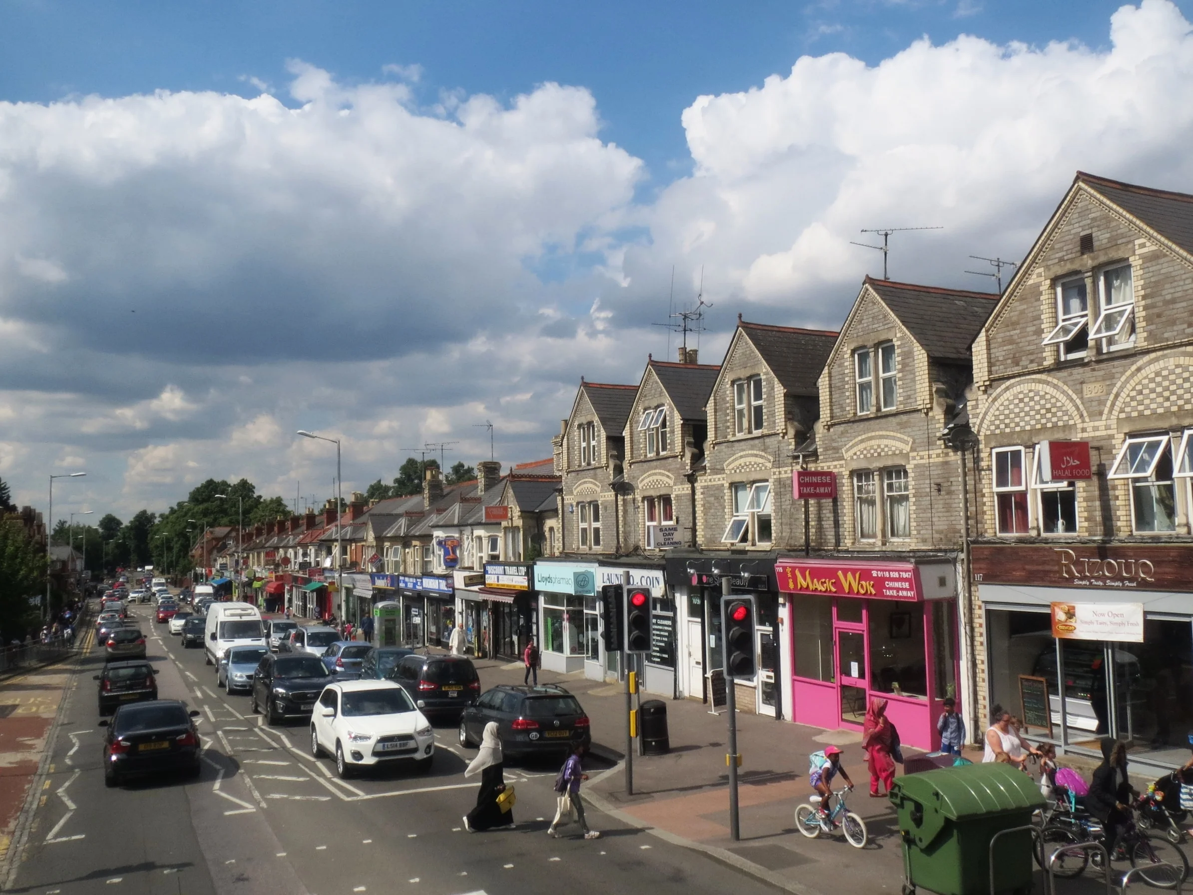  Reading--Street Scene--Businesses across from the University 