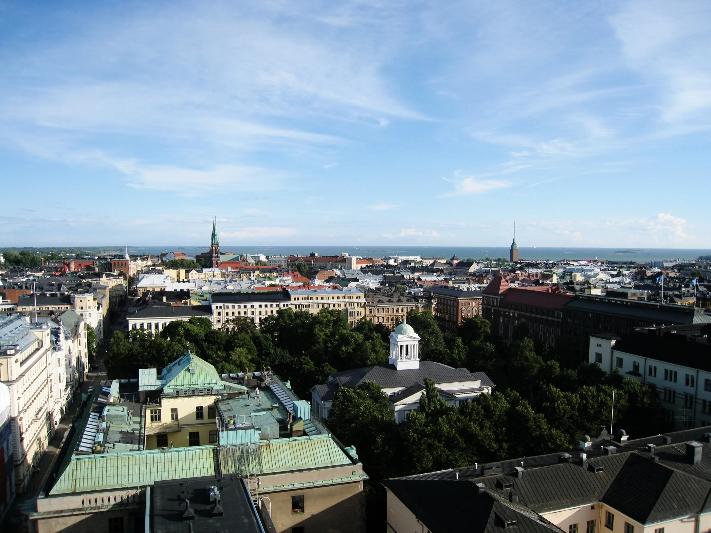  Helsinki--City View from Torni Hotel tower looking south to Baltic 