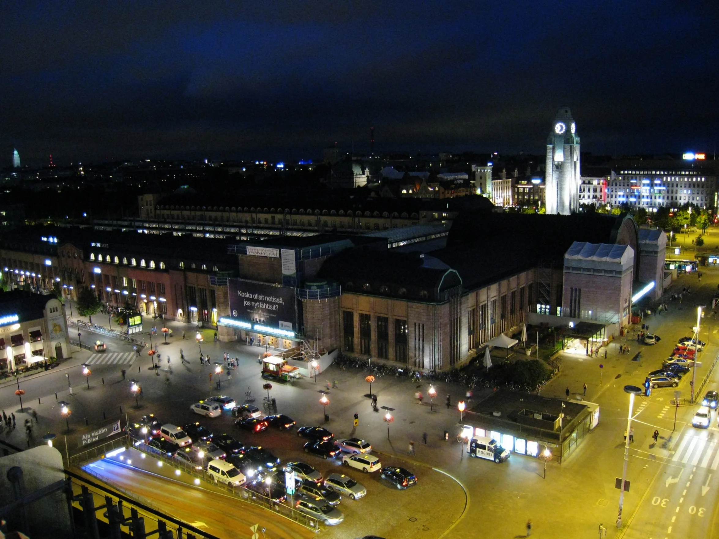  Helsinki--Railroad Station Plaza--Night from the Sokos hotel 
