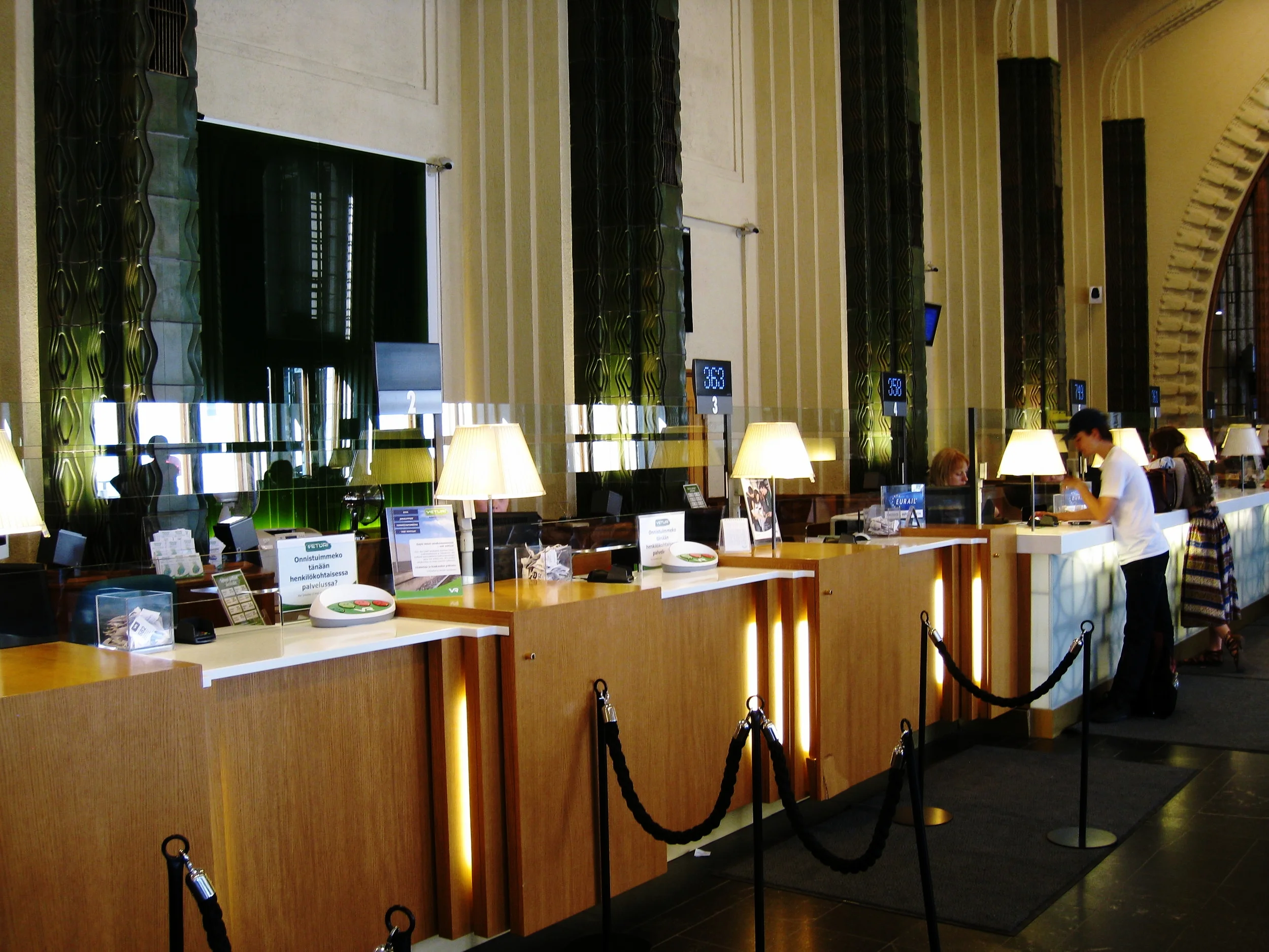  Helsinki--Railway Station--Interior--Ticket counter room with original furniture 