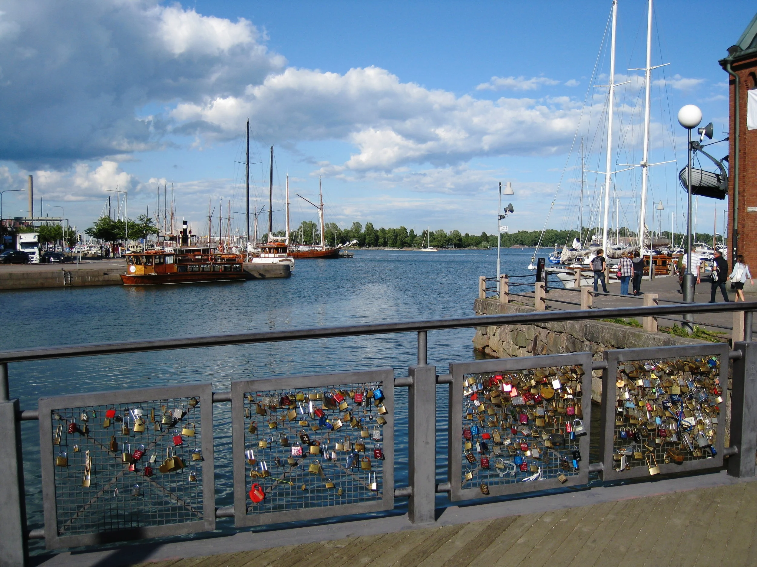  Helsinki--Canal and harbor below Uspenski Cathedral, with locks from newlyweds 