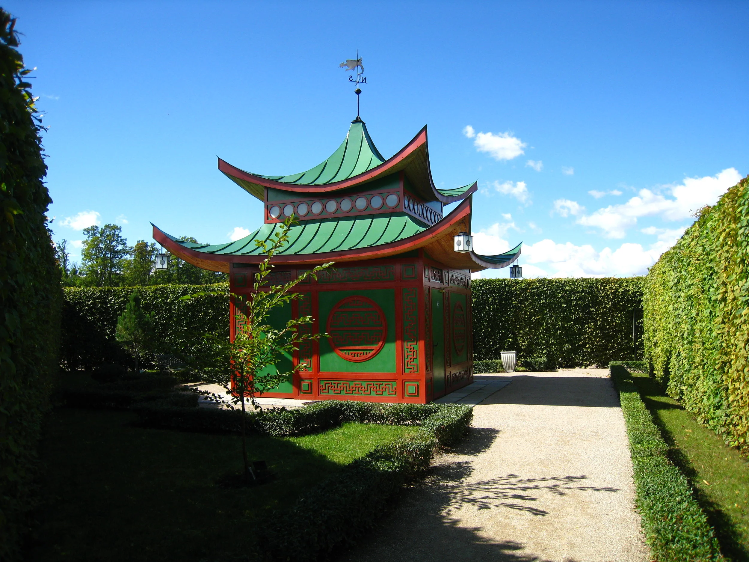  Rundale--Rundale House (Rastrelli) from 1700's--View of Garden Japanese pavilion (now toilets) 
