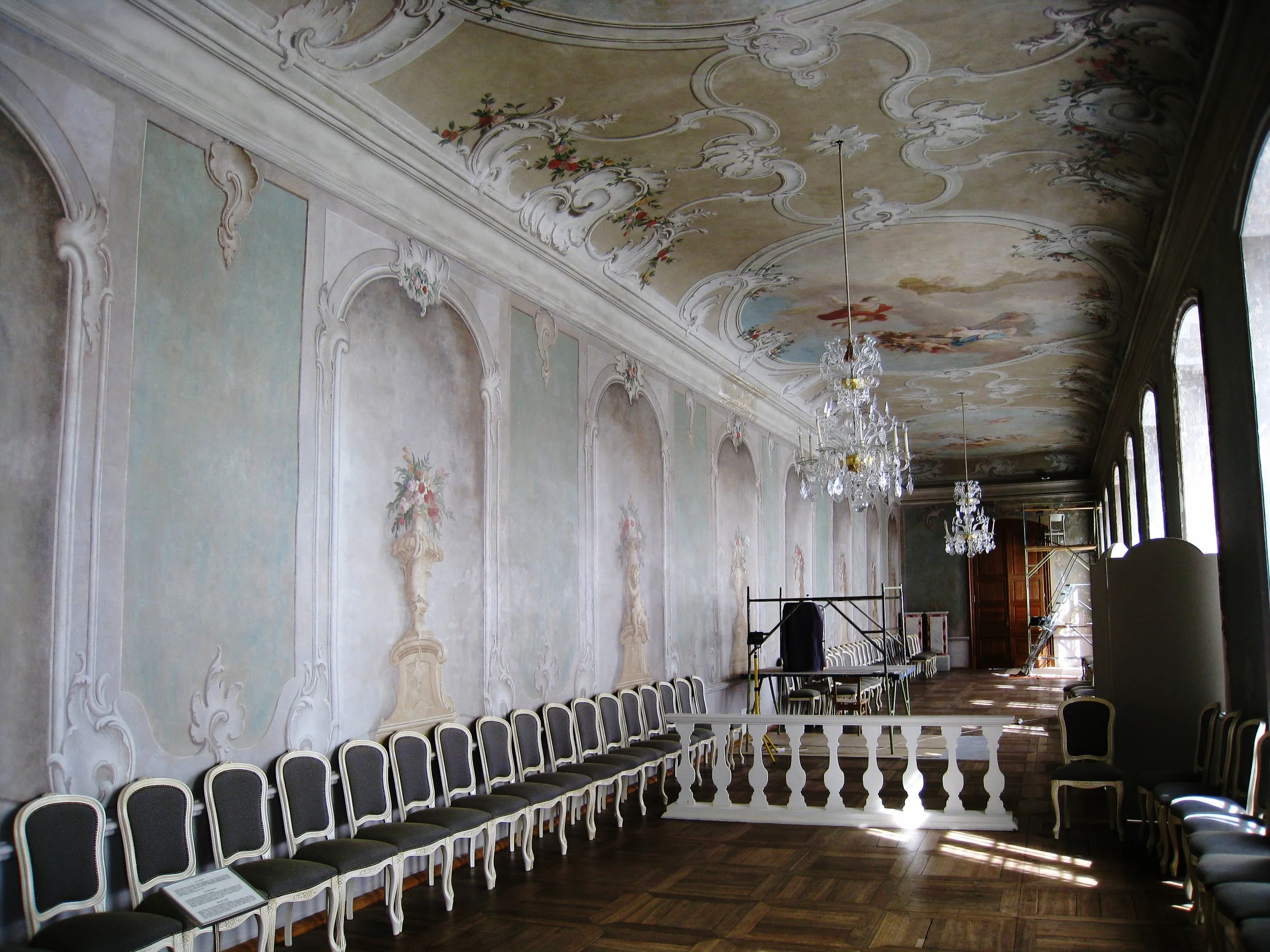  Rundale--Rundale House (Rastrelli) from 1700's--Banquet Room (under restoration) 