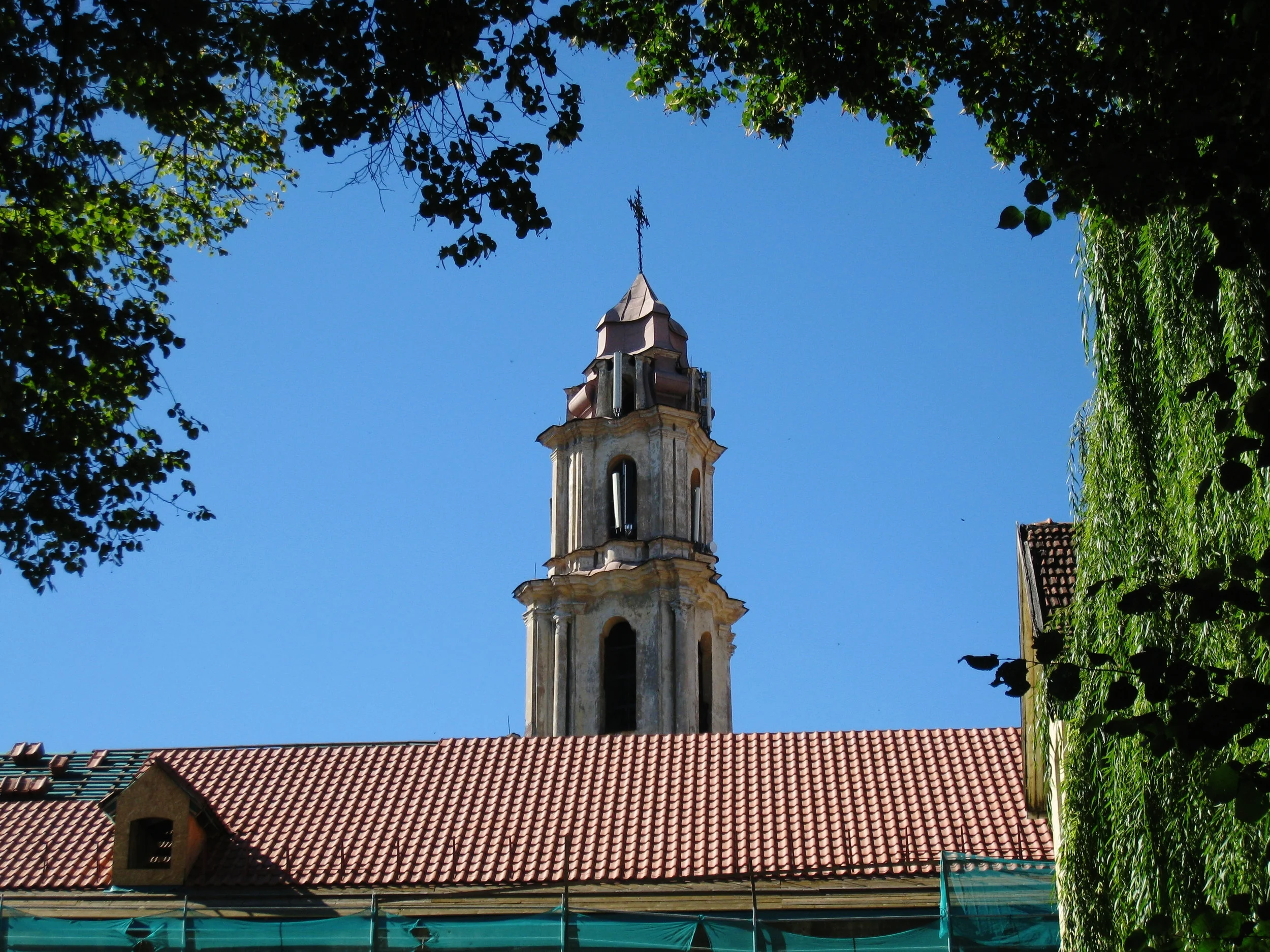  Vilnius--Old Town--Steeple of unrestored church on street towards Uzupis 