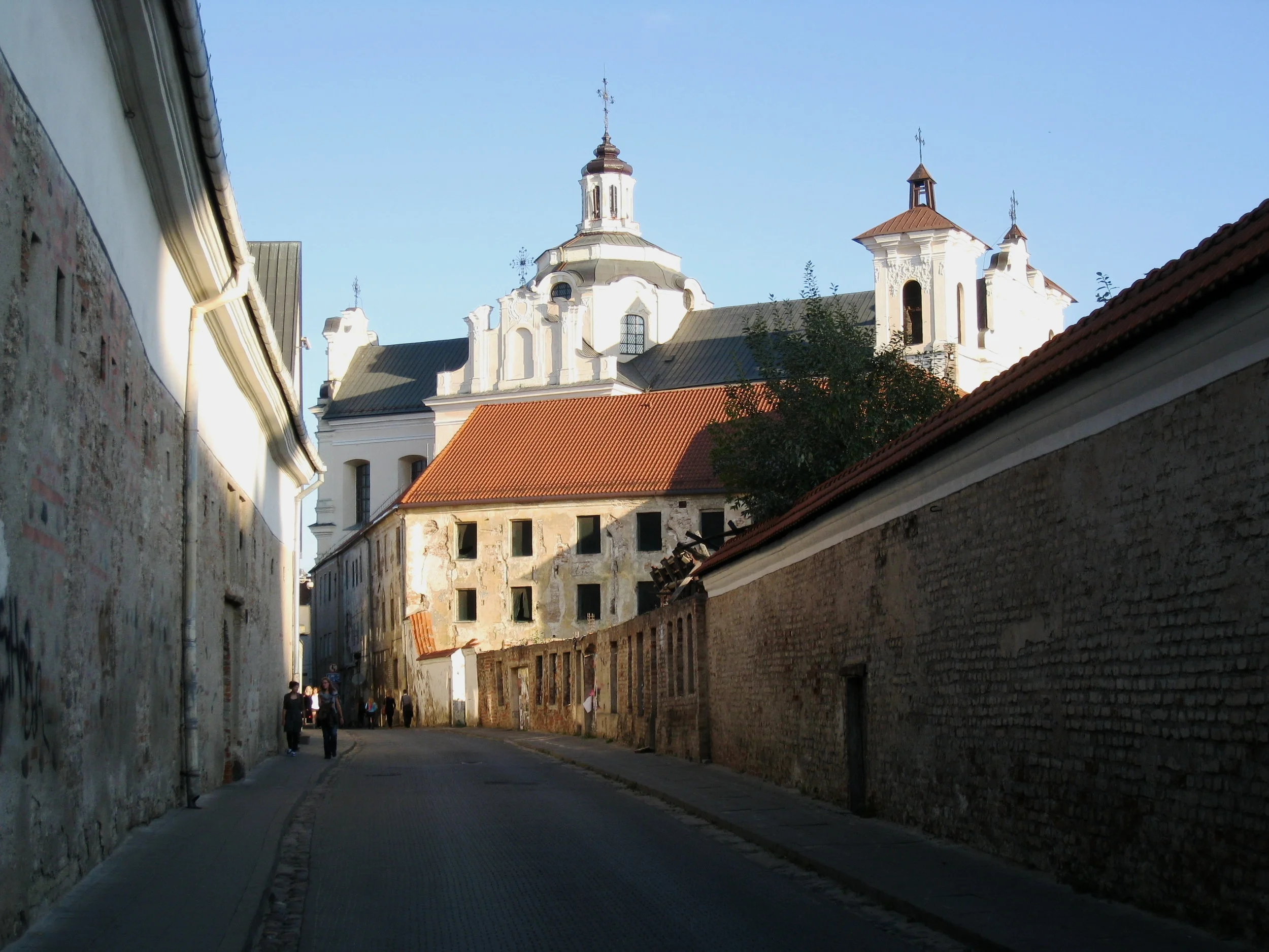  Vilnius--Old Town--Ignoto Street looking toward St. Peter and Paul Church 