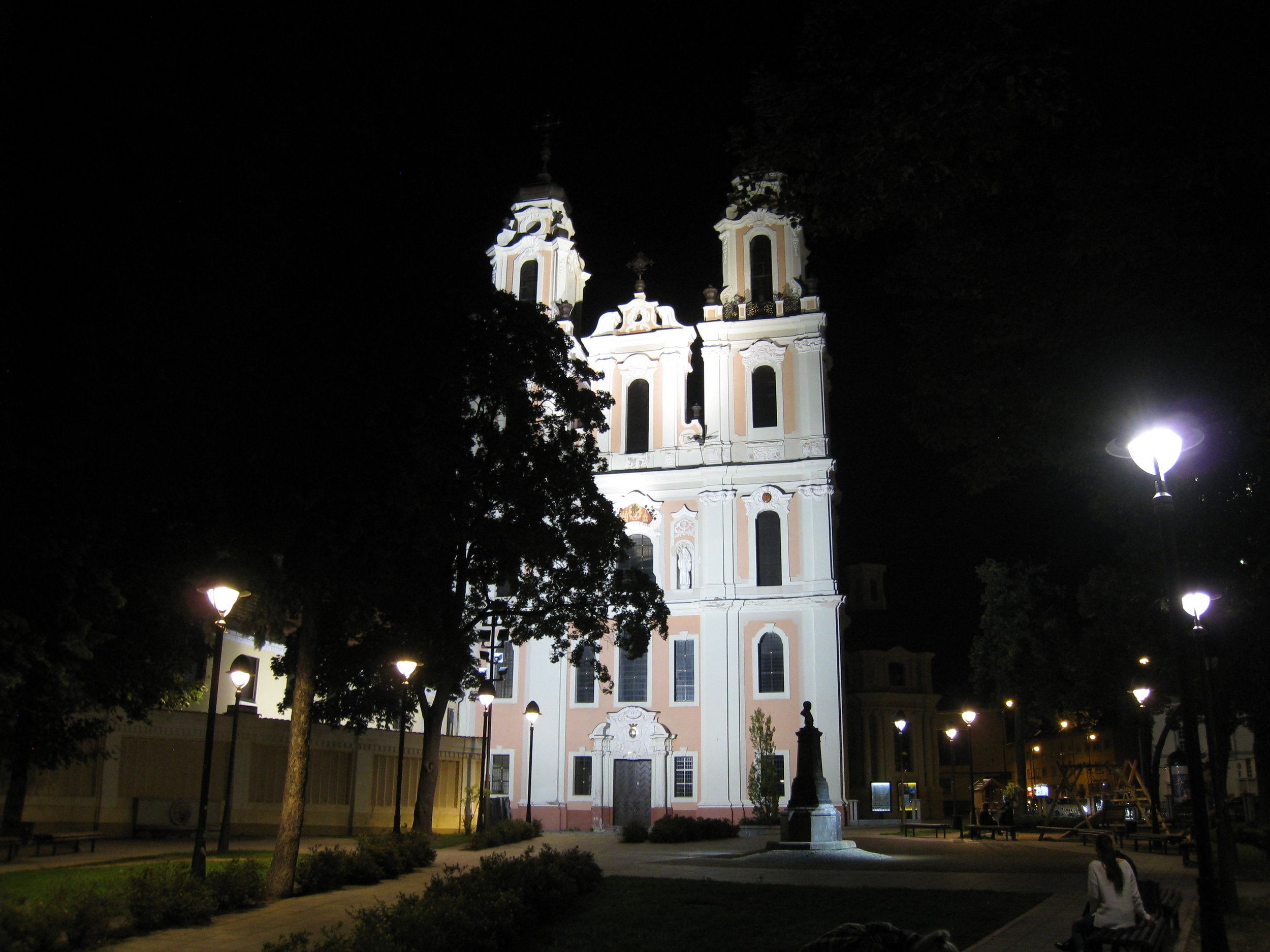  Vilnius--Old Town--St. Catherine's Church by night 