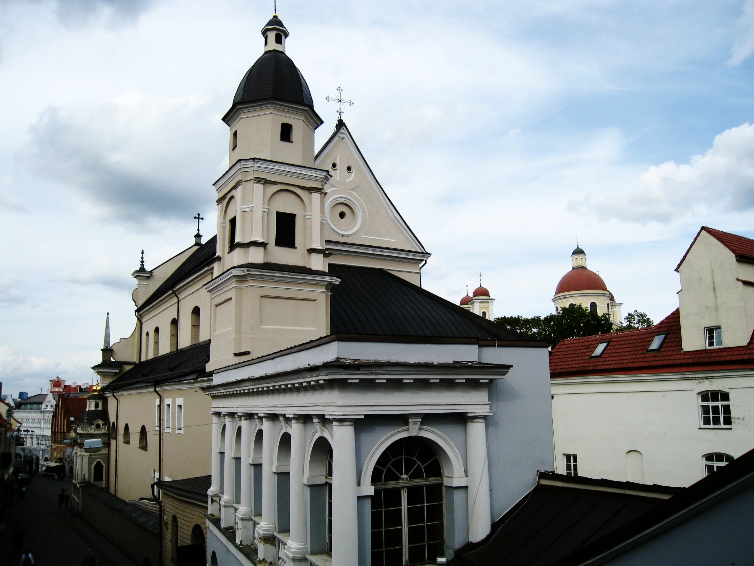  Vilnius--Old Town--St. Teresa Church--View from St. Teresa Chapel with Icon in Gates of Dawn, with St. Teresa Church 