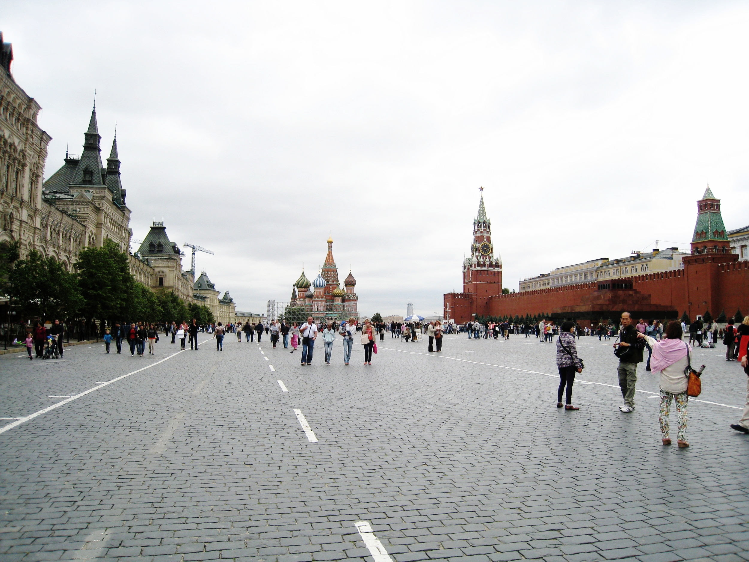  Moscow--Red Square--GUM store, St. Basil, Kremlin wall and Lenin tomb 