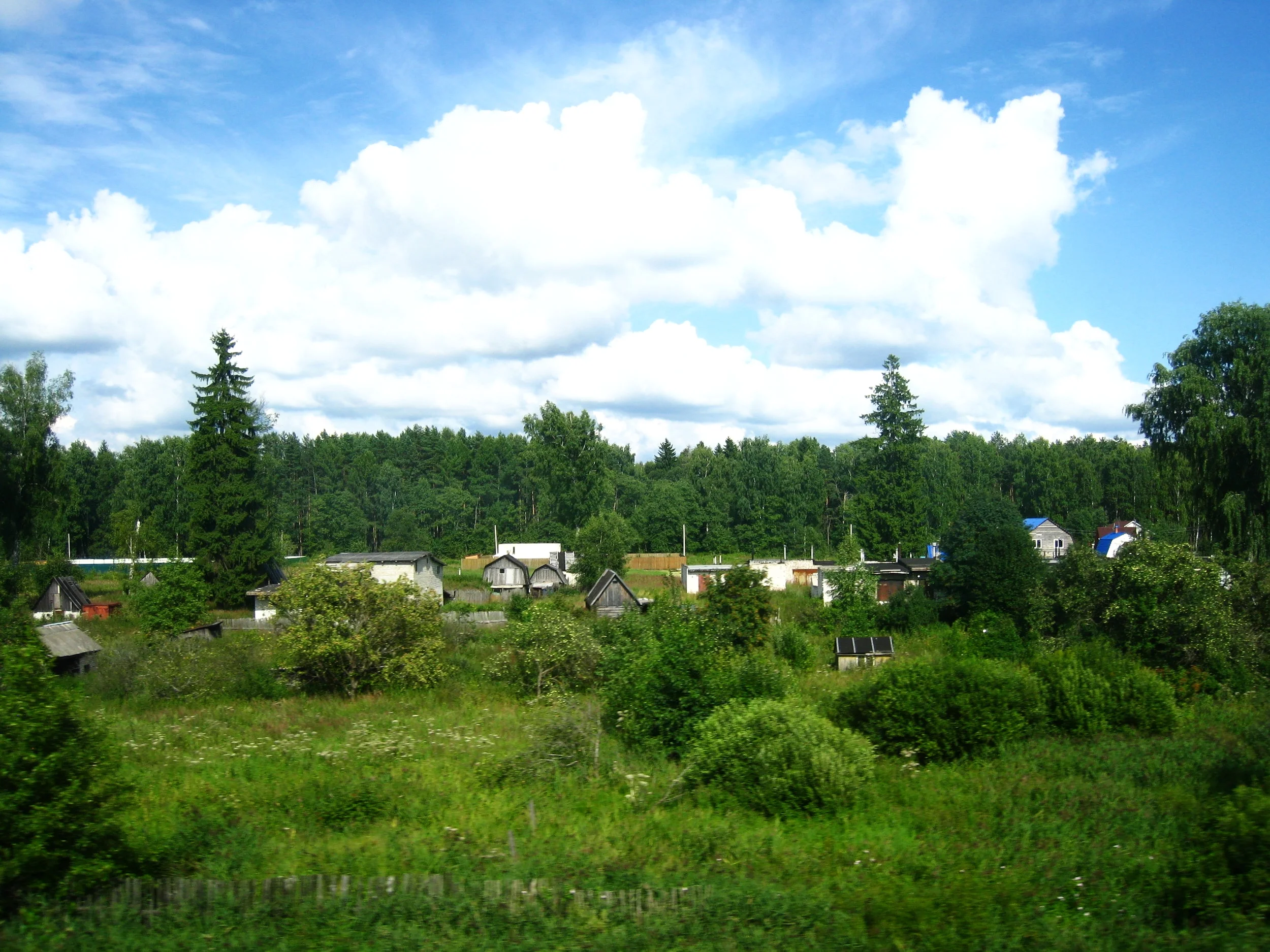  Russia--View from the train between St. Petersburg and Moscow--Village in the Countryside 