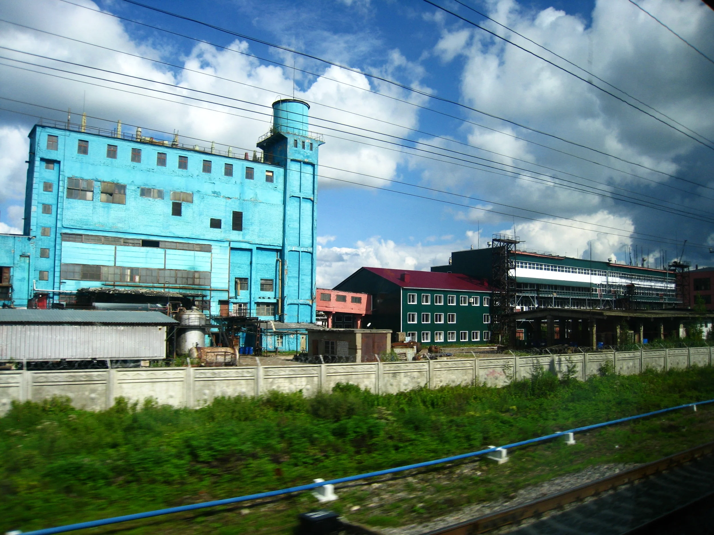  Russia--View from the train between St. Petersburg and Moscow--Industry along the rails 