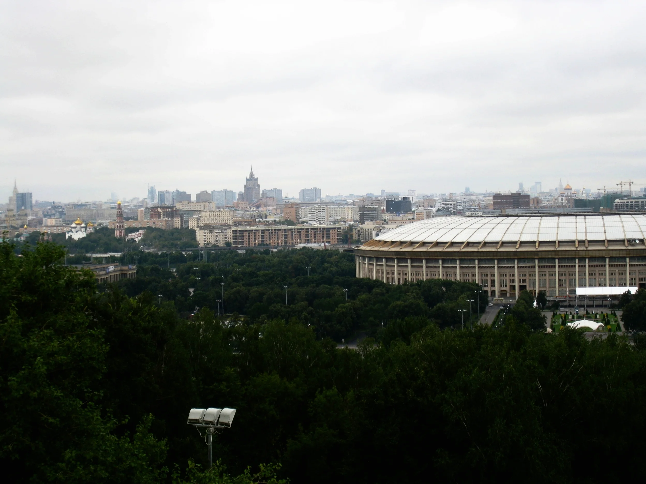 Moscow--Overview from near the University--Three of the Seven Sisters and the stadium 