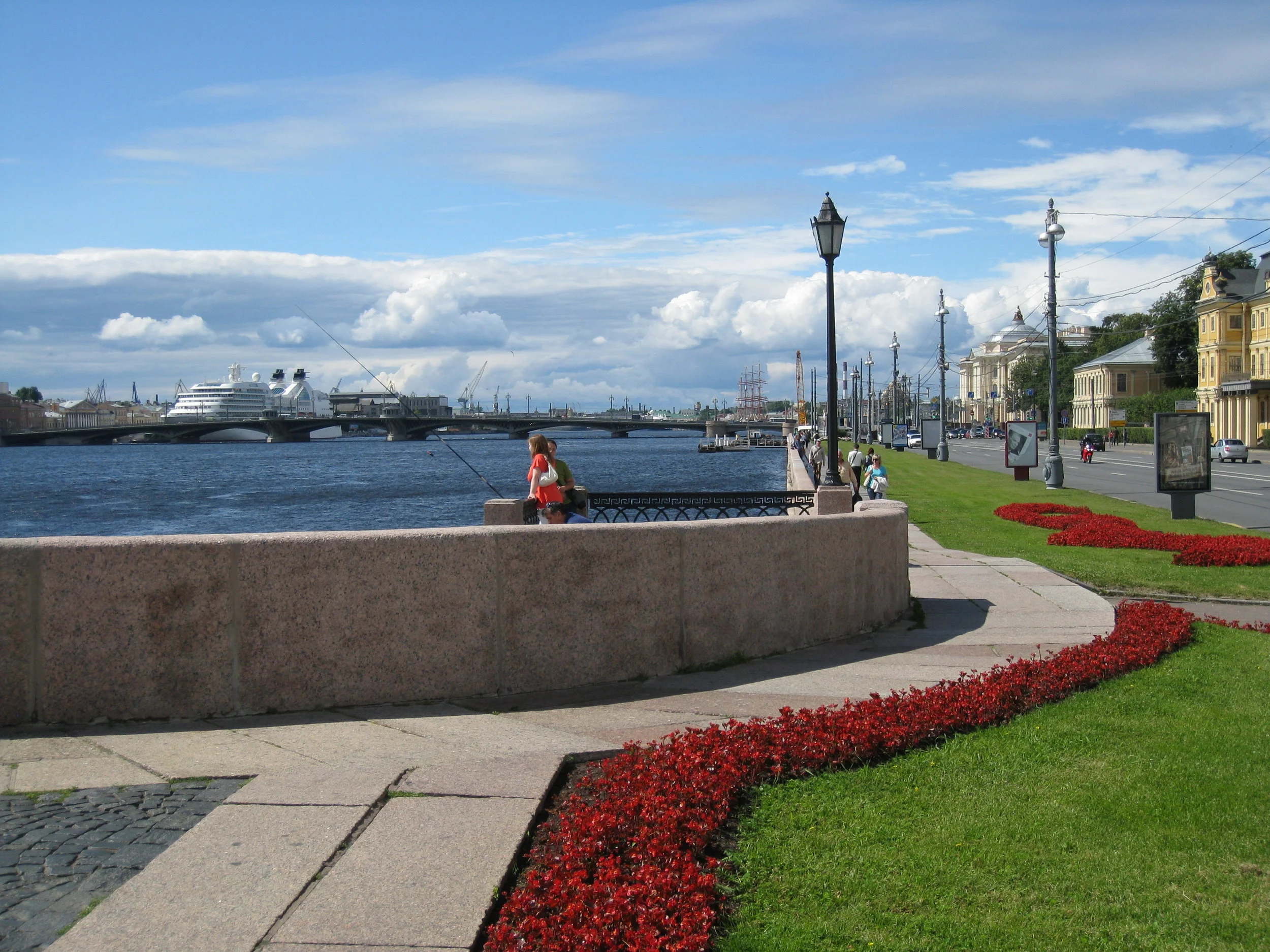  St. Petersburg--Neva River view towards Baltic and cruise ship anchorage 