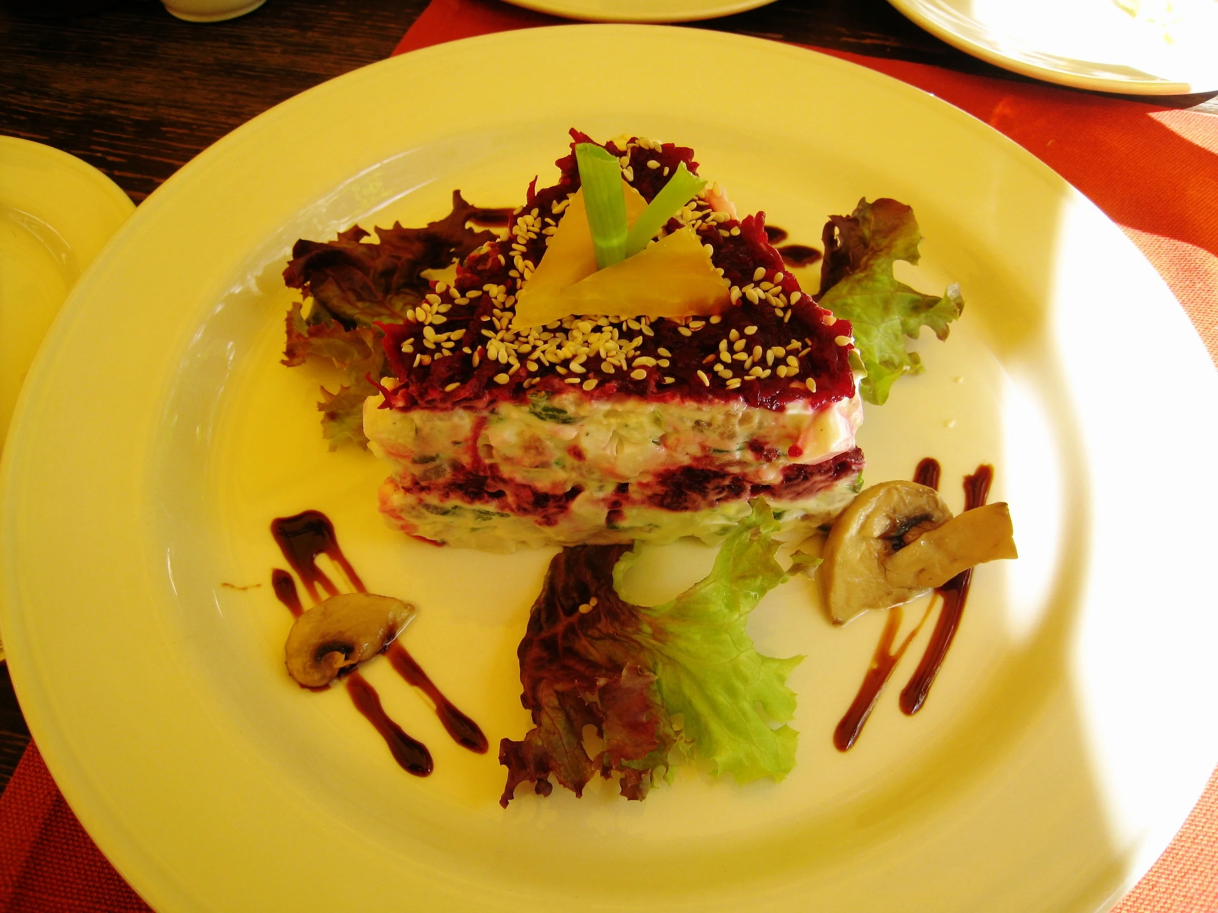  Moscow--Petrovka Street--Kitzeh Restaurant--Old Believer's Salad (Beet, herring, potato) 