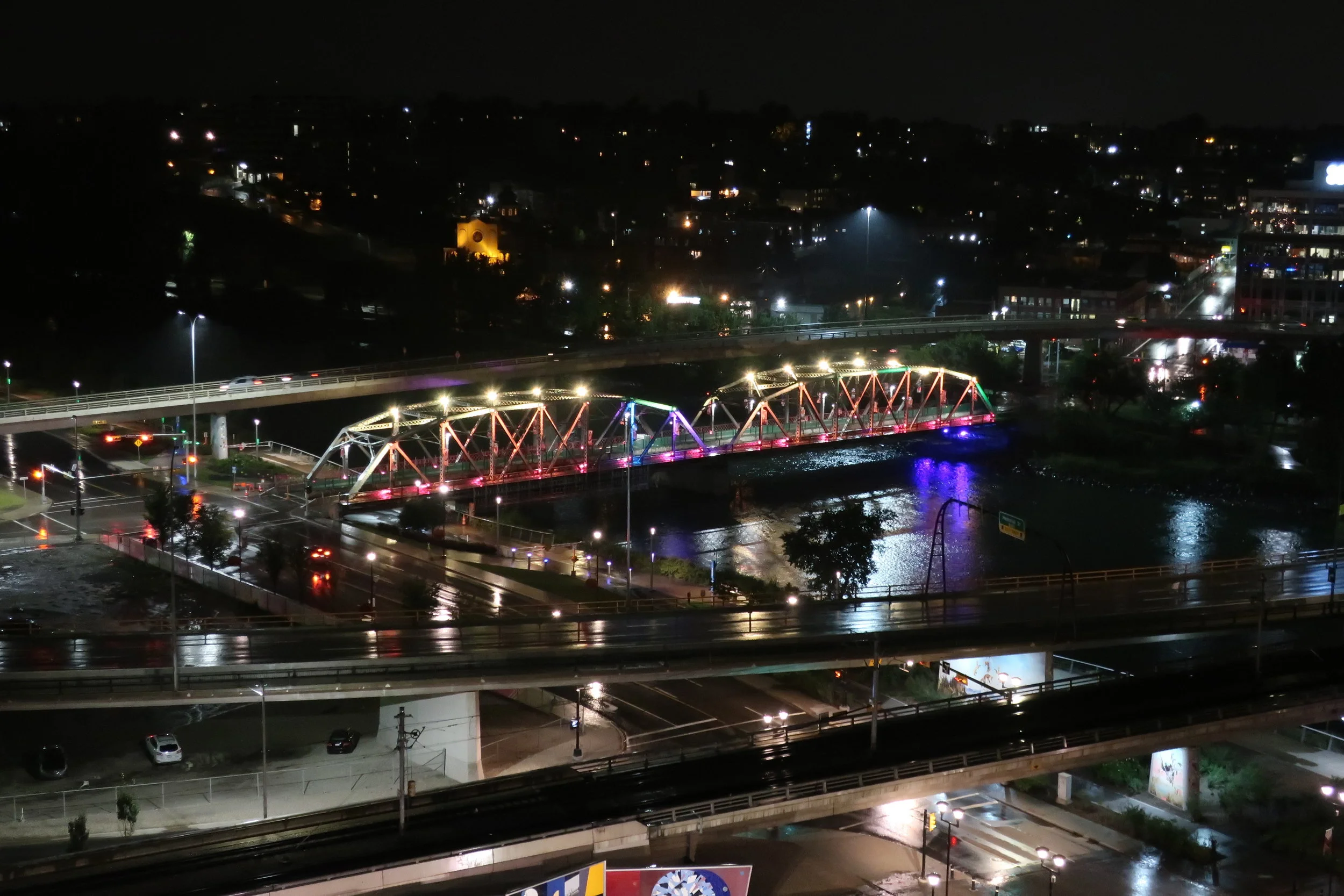  Calgary--Downtown--Bridge at night. 