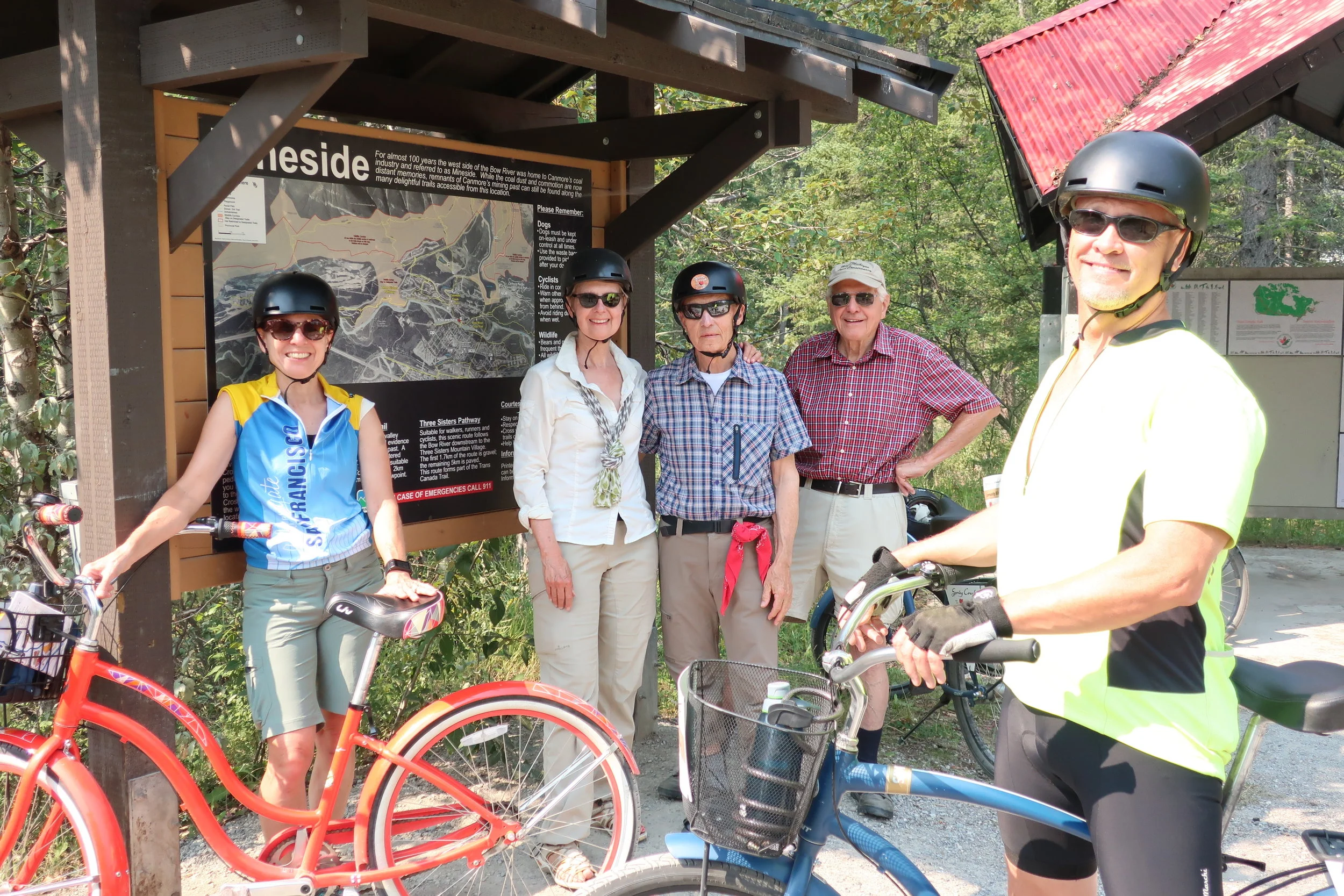  Canmore--By bike--Margit Kindel, Christin Grieser-Kindel, Harald Grieser, Paul Kindel and Jiim Coakley 