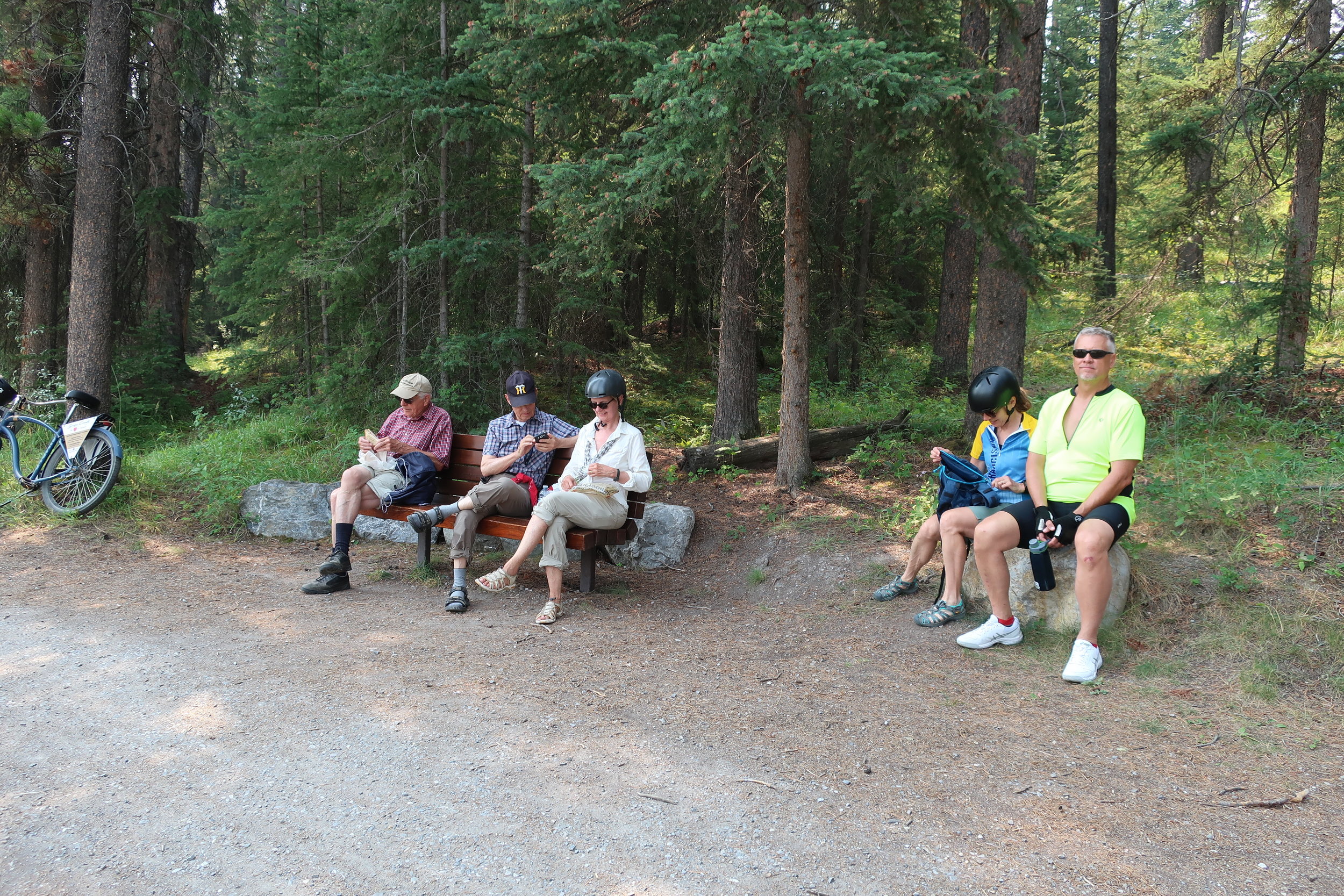  Canmore--By bike--Paul Kindel, Harald Grieser, Christin Kindel-Grieser, Margit Kindel and Jim Coakley 