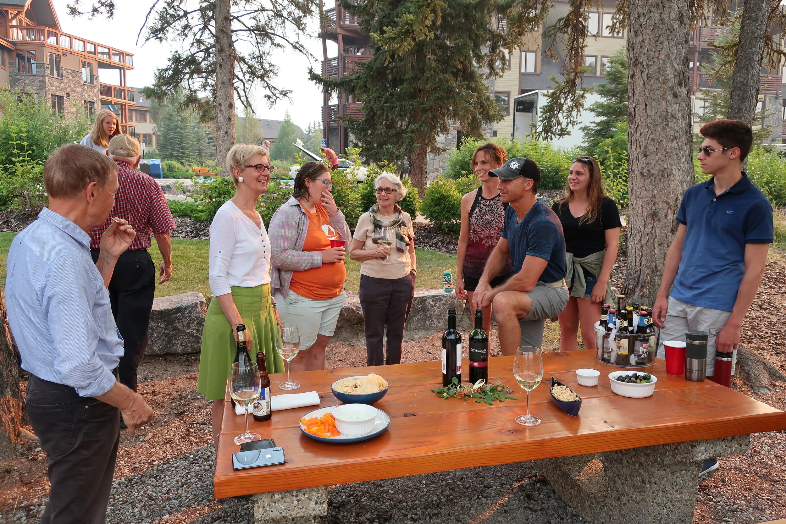  Canmore--Harald and Christin Grieser's 45th Wedding Anniversary Cocktail party--Harald Grieser, Paul Kindel, Lindsey Brooks, Christine Grieser-Kindel, Christiana Coakley, Carrol Benner Kindel, Jody, Toby , Madison and Harrison Andropolis 