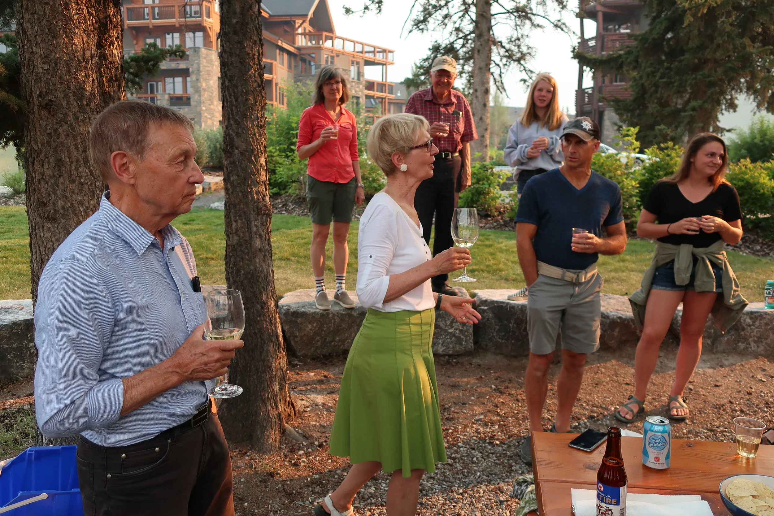  Canmore--Harald and Christin Grieser's 45th Wedding Anniversary Cocktail party--Harald Grieser, Marilee Brooks, Christin Kindel Grieser, Lindsey Brooks, Toby and Madison Andropolis 