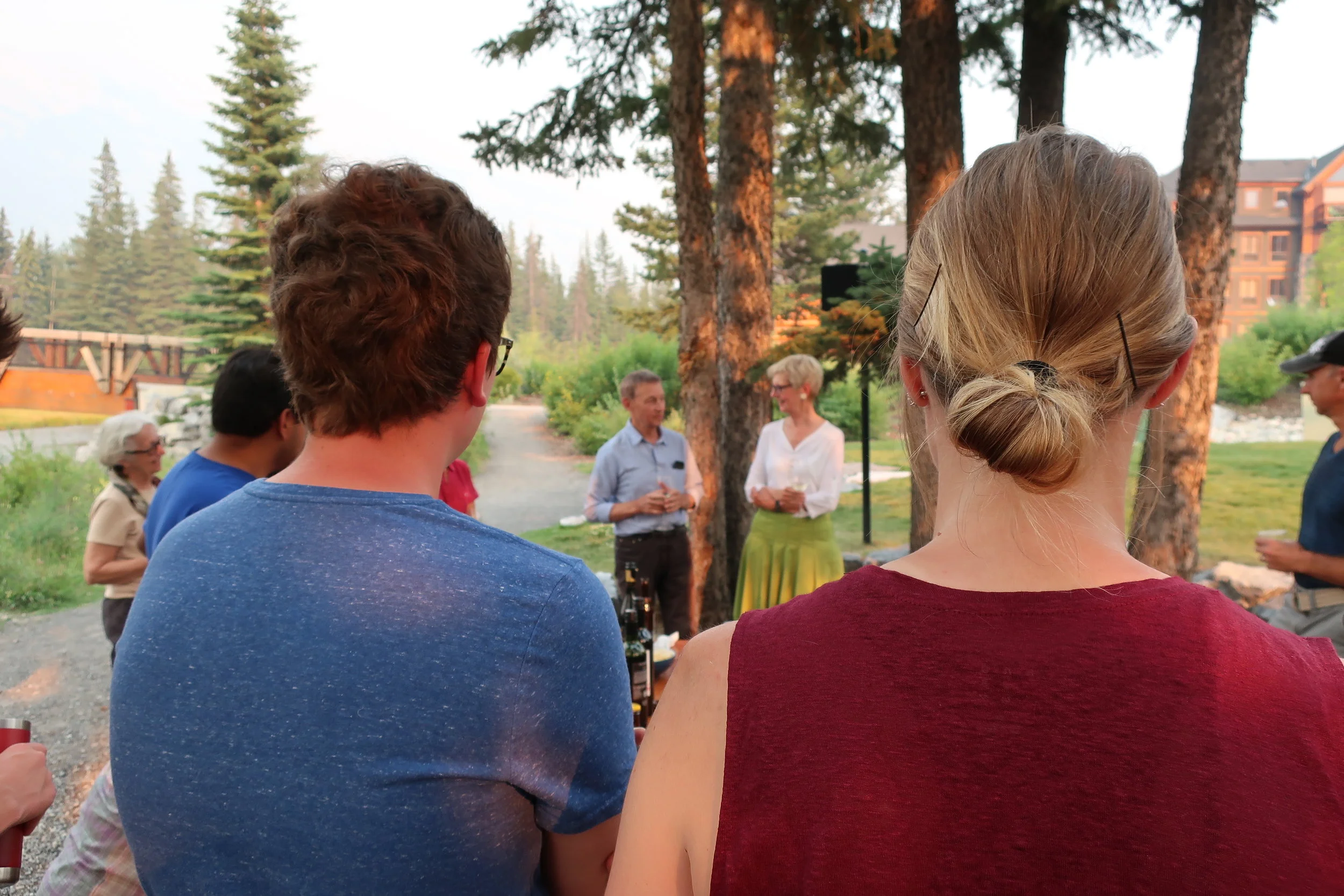  Canmore--Harald and Christin Grieser's 45th Wedding Anniversary Cocktail party--Alex Coakley and McKinsey Andropolis (foreground) and Harald Grieser and Christin Grieser-Kindel 